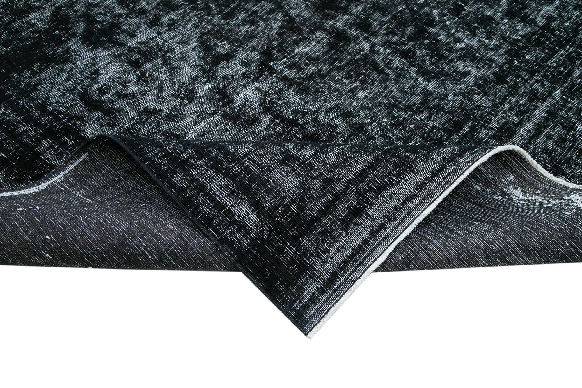 Handmade Wool Area Rug | Vintage Handwoven Carpet – Black Cotton Wool Rug 9'7''x12'8''
