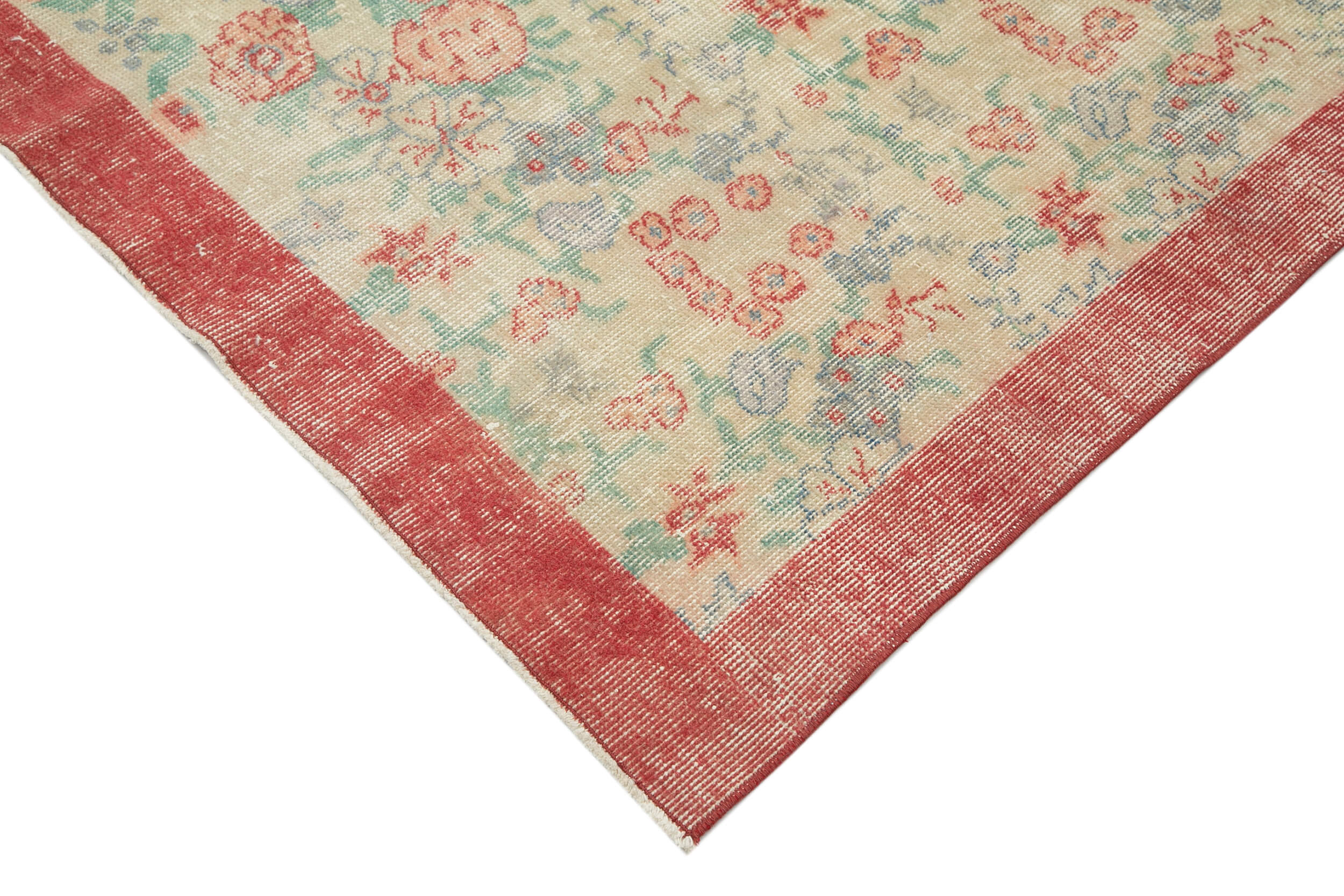 Handmade Wool Area Rug – Vintage Cotton Rug 5'5'' x 8'11'' Beige Classic Floor Covering
