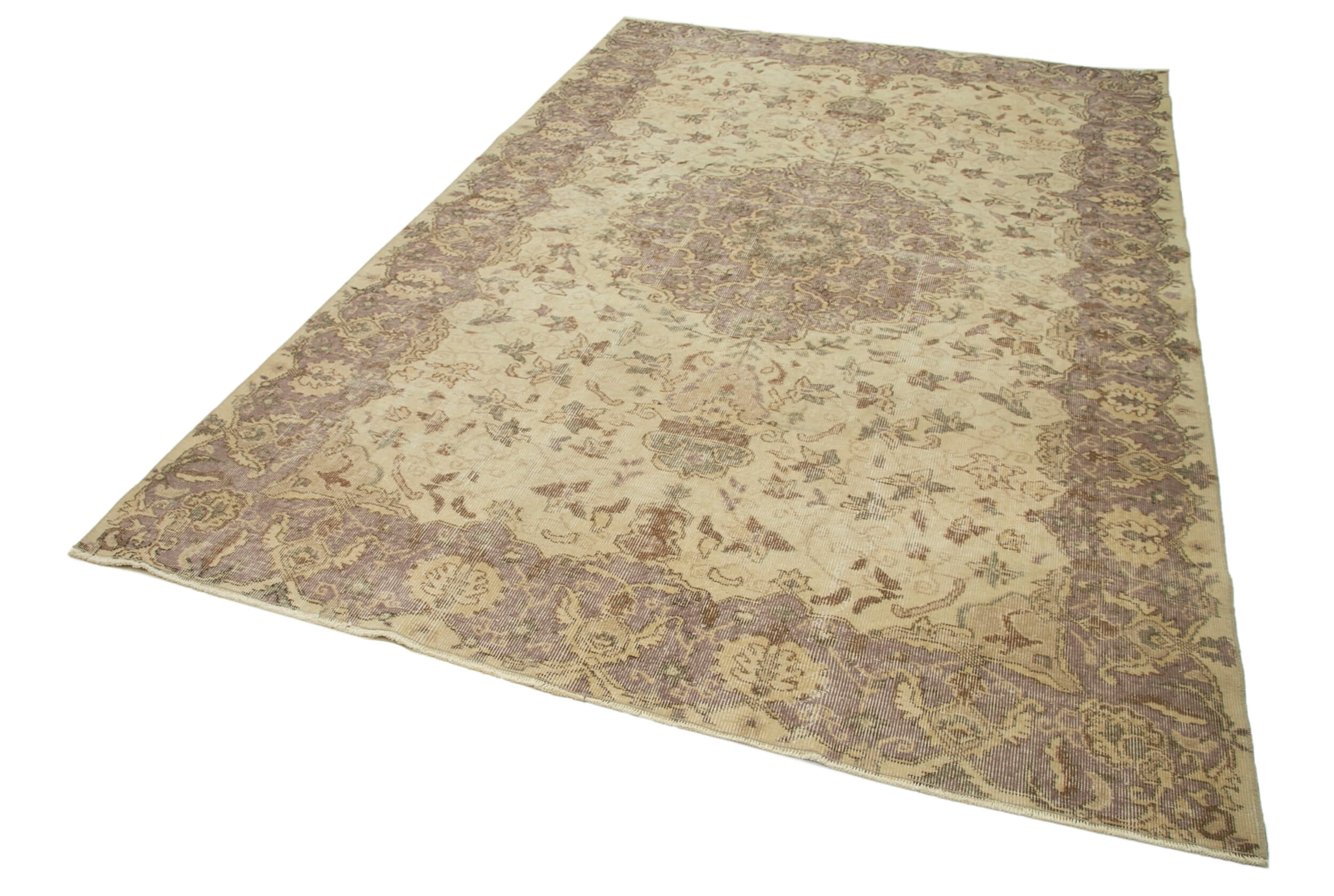 Handmade Wool Area Rug – Vintage Cotton Rug, Neutral Beige, 6'4''x9'4'' Classic