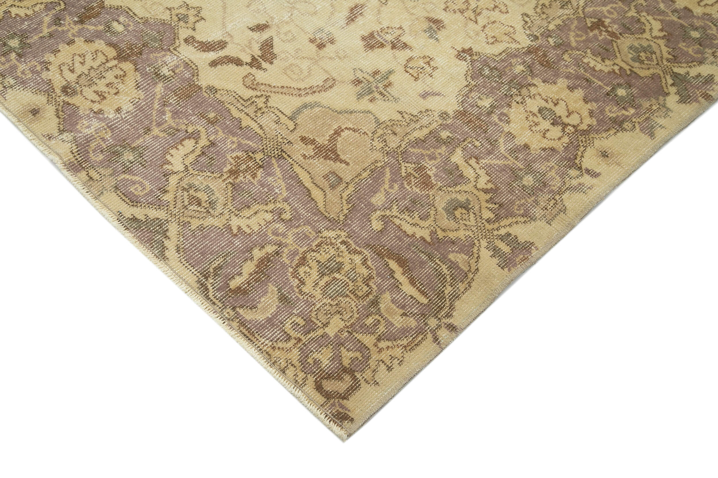 Handmade Wool Area Rug – Vintage Cotton Rug, Neutral Beige, 6'4''x9'4'' Classic