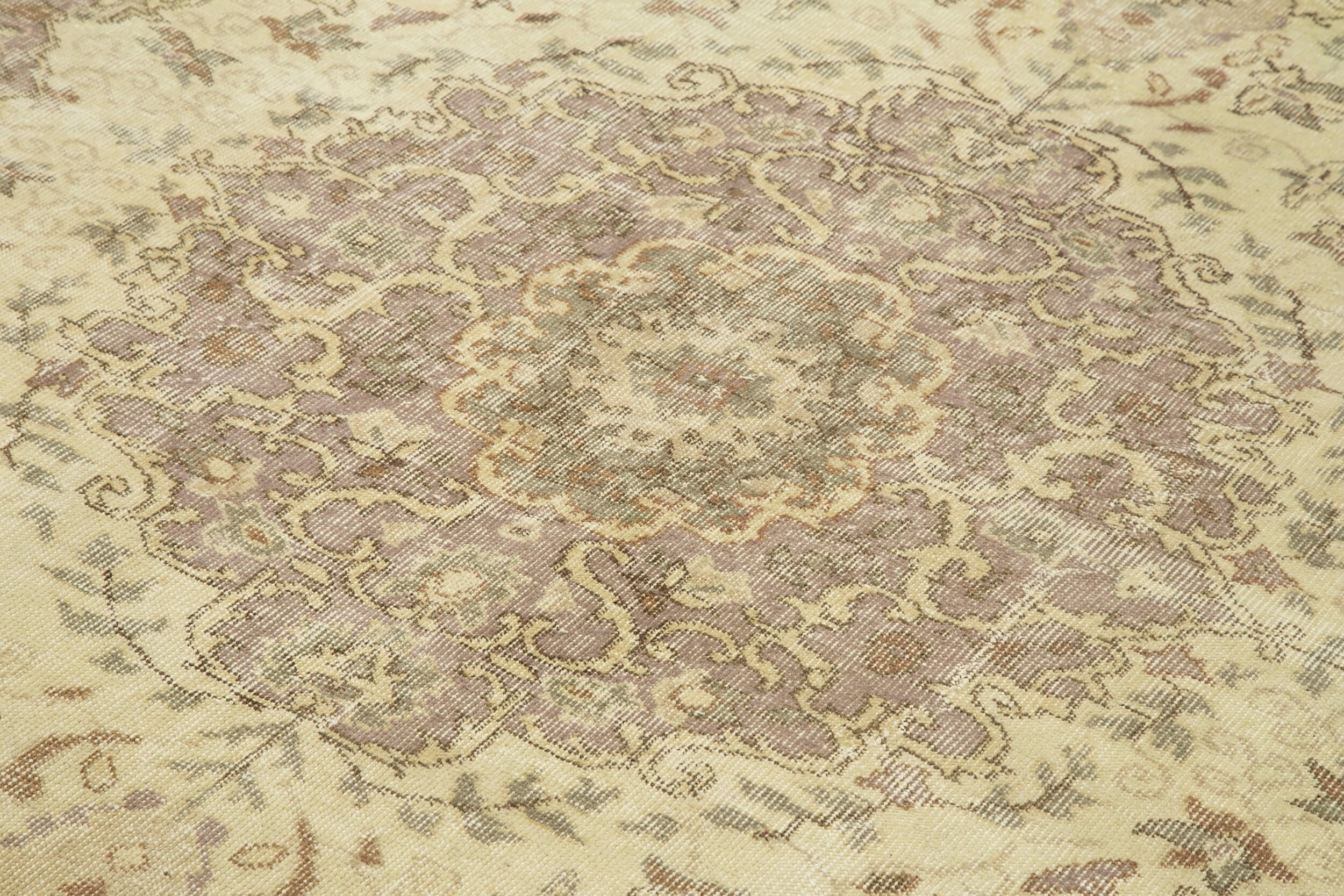 Handmade Wool Area Rug – Vintage Cotton Rug, Neutral Beige, 6'4''x9'4'' Classic