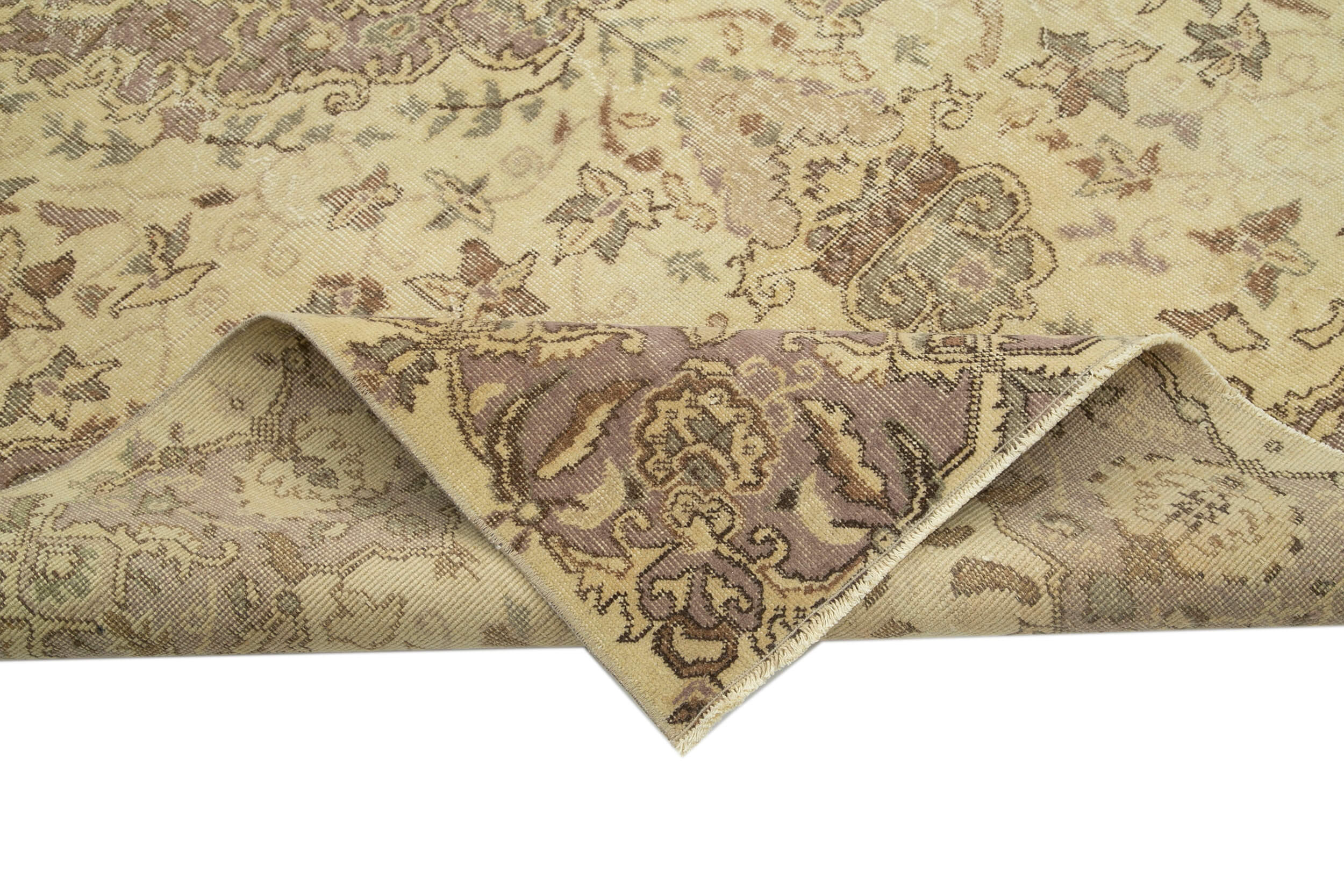 Handmade Wool Area Rug – Vintage Cotton Rug, Neutral Beige, 6'4''x9'4'' Classic