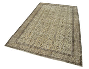 Handmade Area Rug – Vintage Beige Cotton Wool Turkish Hand Knotted Carpet 5'1''x8'2''