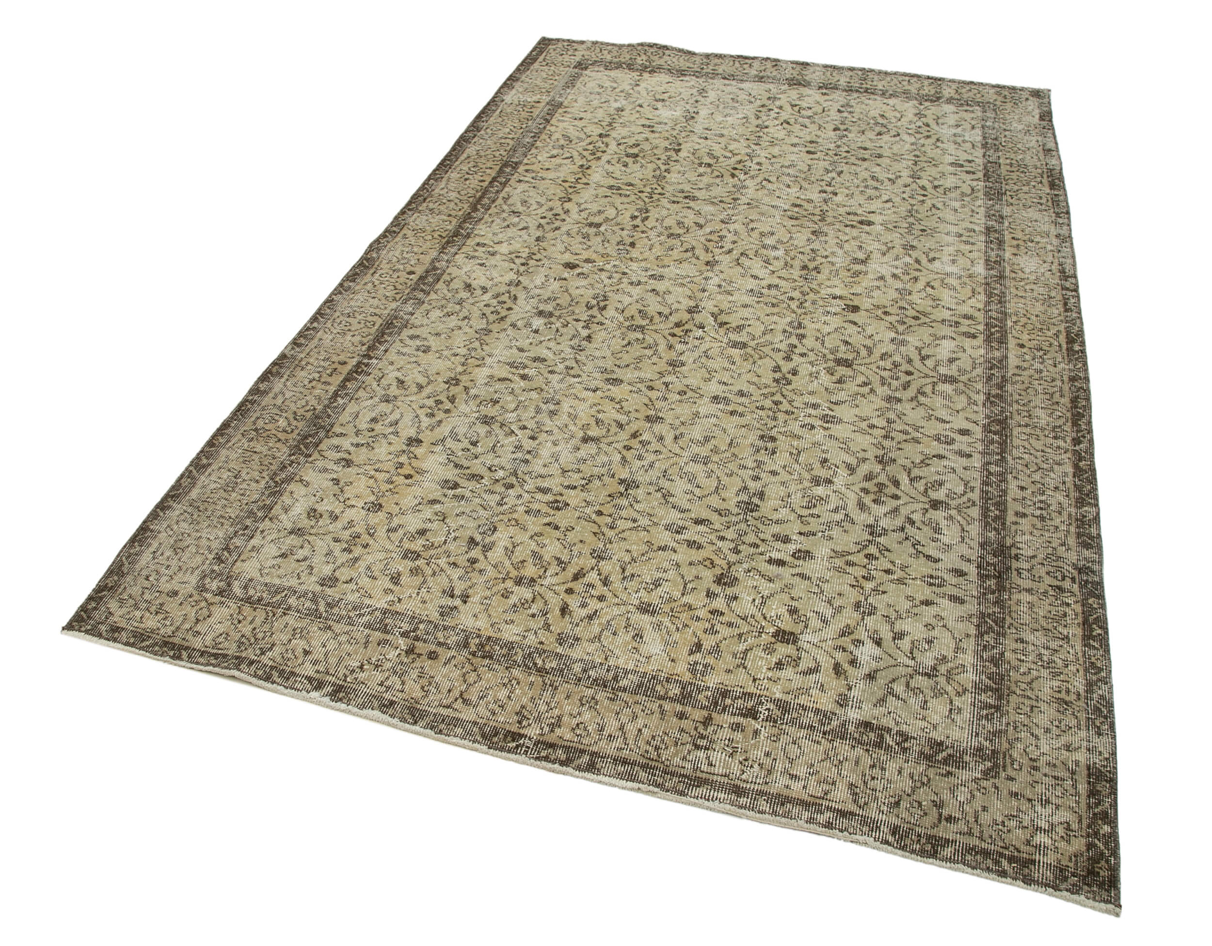 Handmade Area Rug – Vintage Beige Cotton Wool Turkish Hand Knotted Carpet 5'1''x8'2''