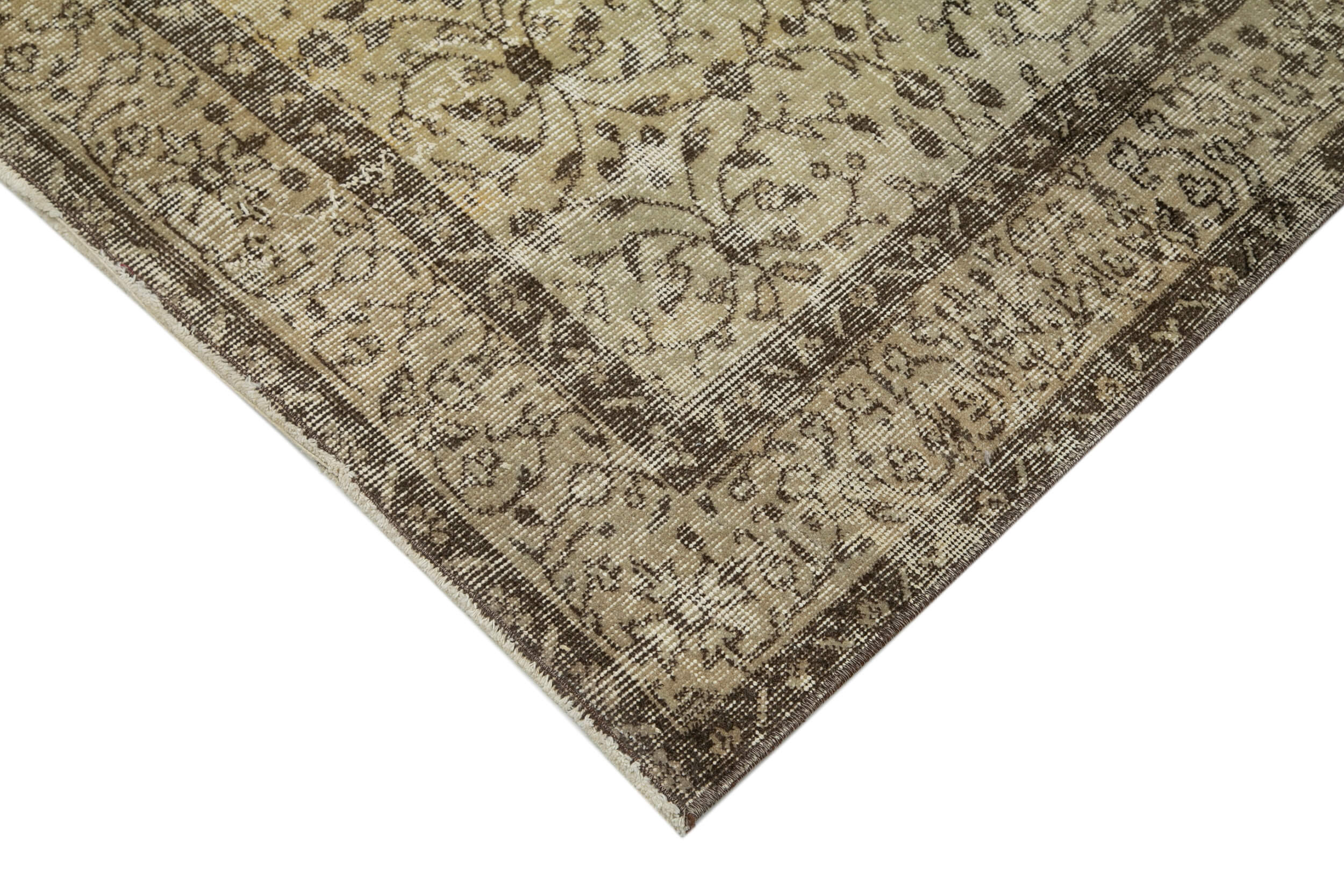 Handmade Area Rug – Vintage Beige Cotton Wool Turkish Hand Knotted Carpet 5'1''x8'2''