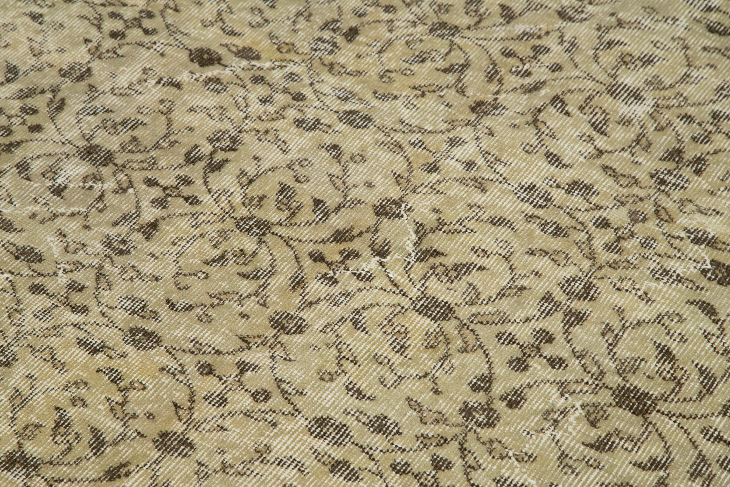 Handmade Area Rug – Vintage Beige Cotton Wool Turkish Hand Knotted Carpet 5'1''x8'2''