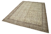 Handmade Wool Area Rug - Vintage Beige Cotton Wool Rug 6'9''x9'11'' Classic Style