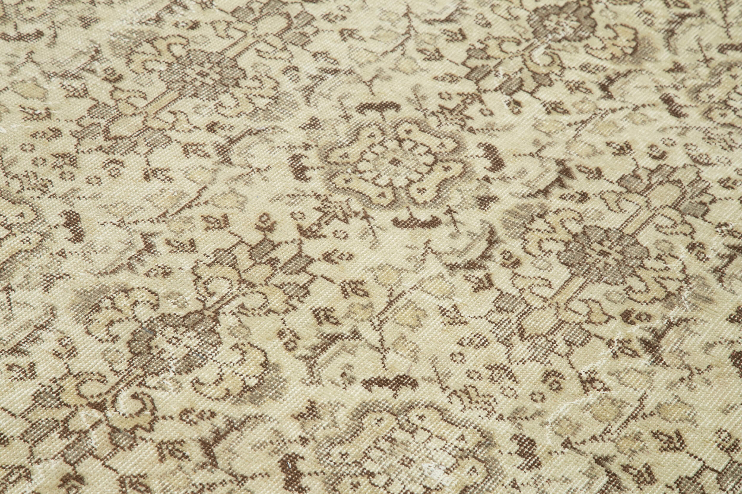 Handmade Wool Area Rug - Vintage Beige Cotton Wool Rug 6'9''x9'11'' Classic Style