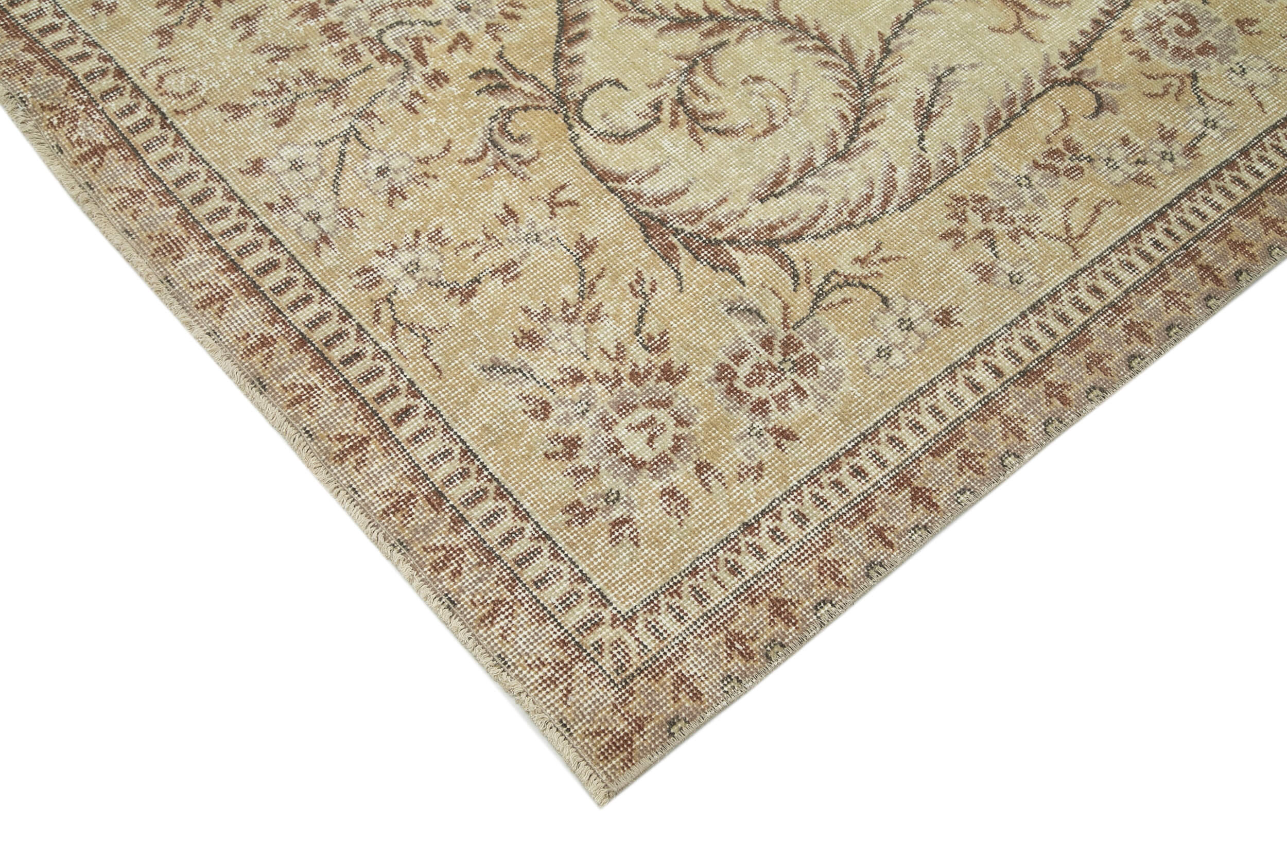 Handmade Wool Area Rug - Vintage Cotton Rug, Beige Wool Carpet 5'6"x8'4"