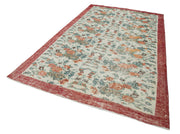 Handmade Vintage Area Rug – Beige Wool Carpet & Durable Cotton Weave 6'2''x9'8''