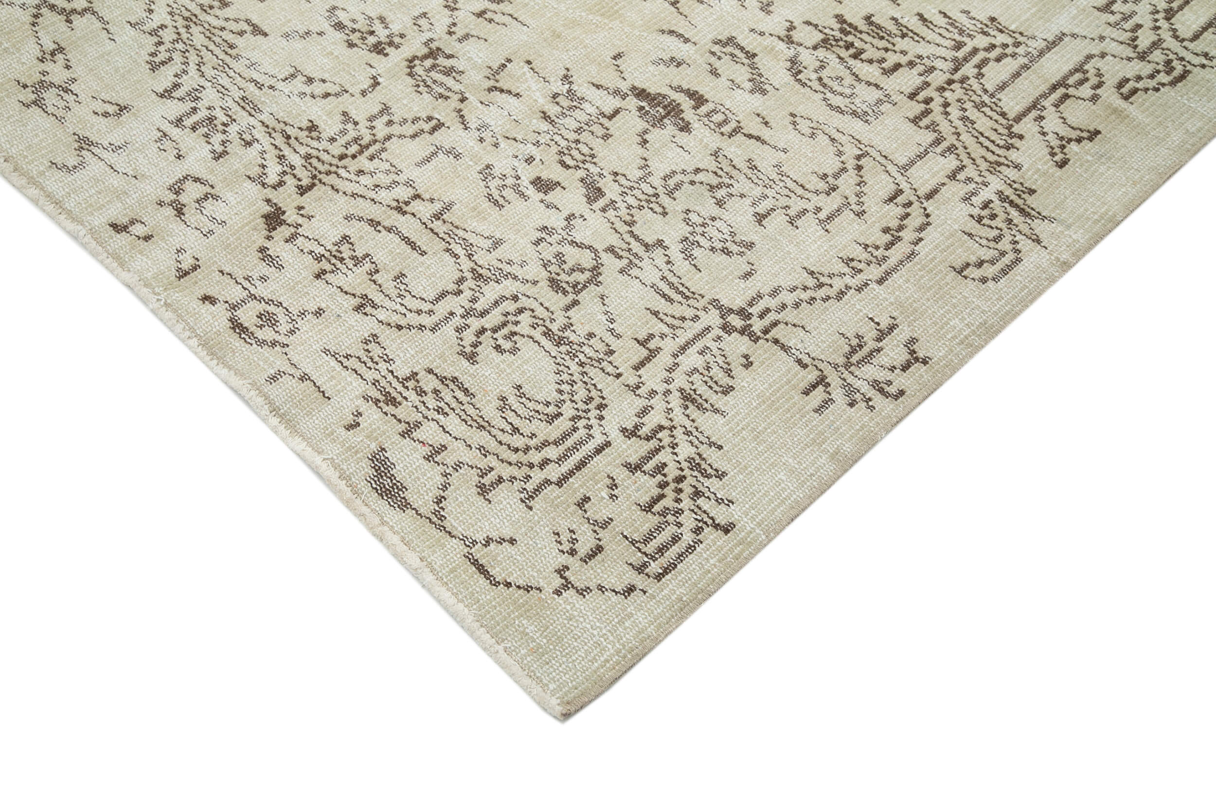 Handmade Vintage Area Rug – Neutral Beige Turkish Wool Rug 5'9''x8'5'' | Durable Cotton Weave