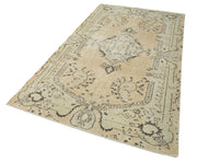 Vintage Cotton Wool Rug - Handmade Area Rug 4'9'' x 8'5'' | Neutral Beige Classic Carpet