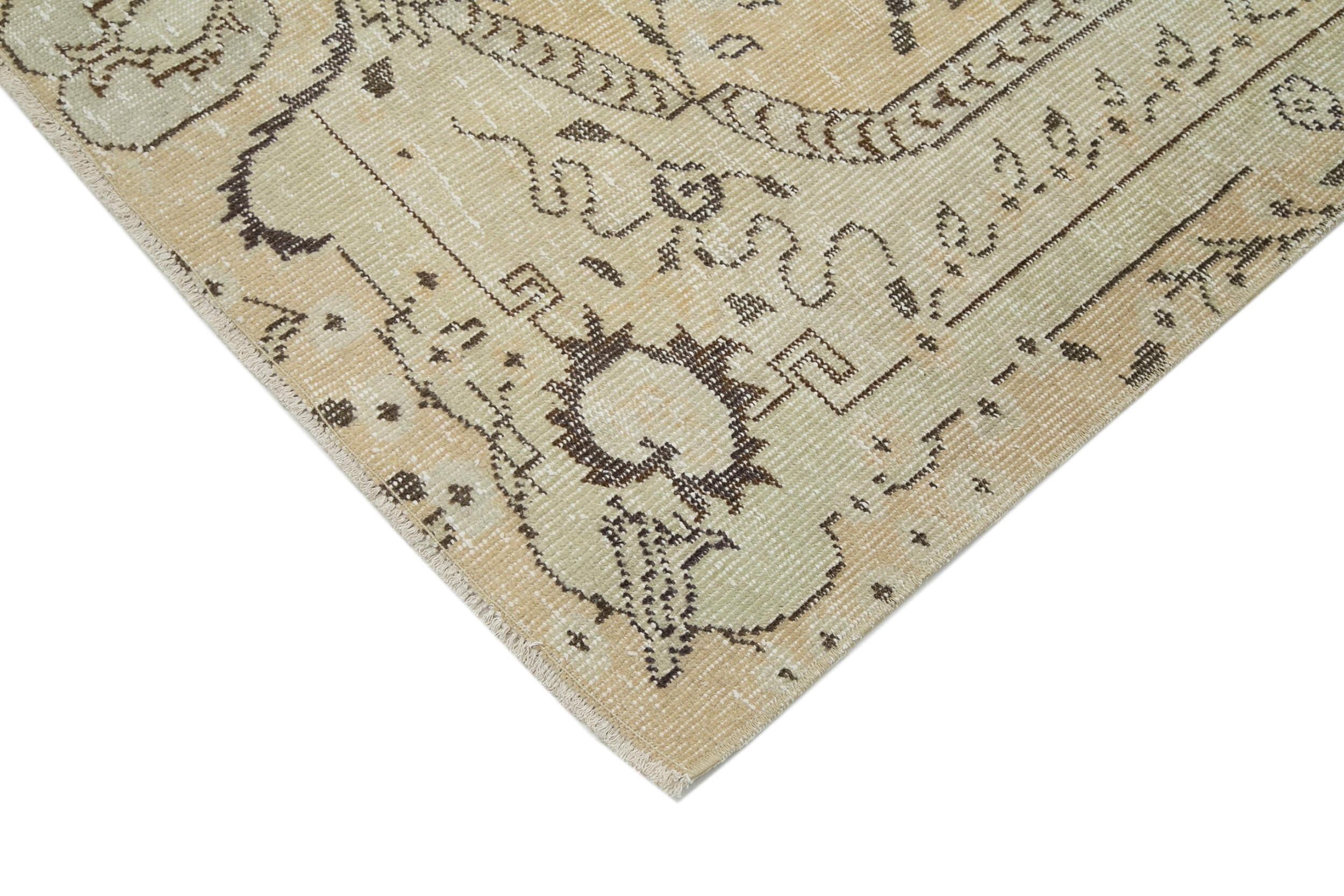 Vintage Cotton Wool Rug - Handmade Area Rug 4'9'' x 8'5'' | Neutral Beige Classic Carpet