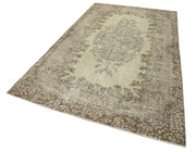 Handmade Wool Area Rug – Vintage Cotton Rug, Beige 5'8'' x 9'6'' Classic Style