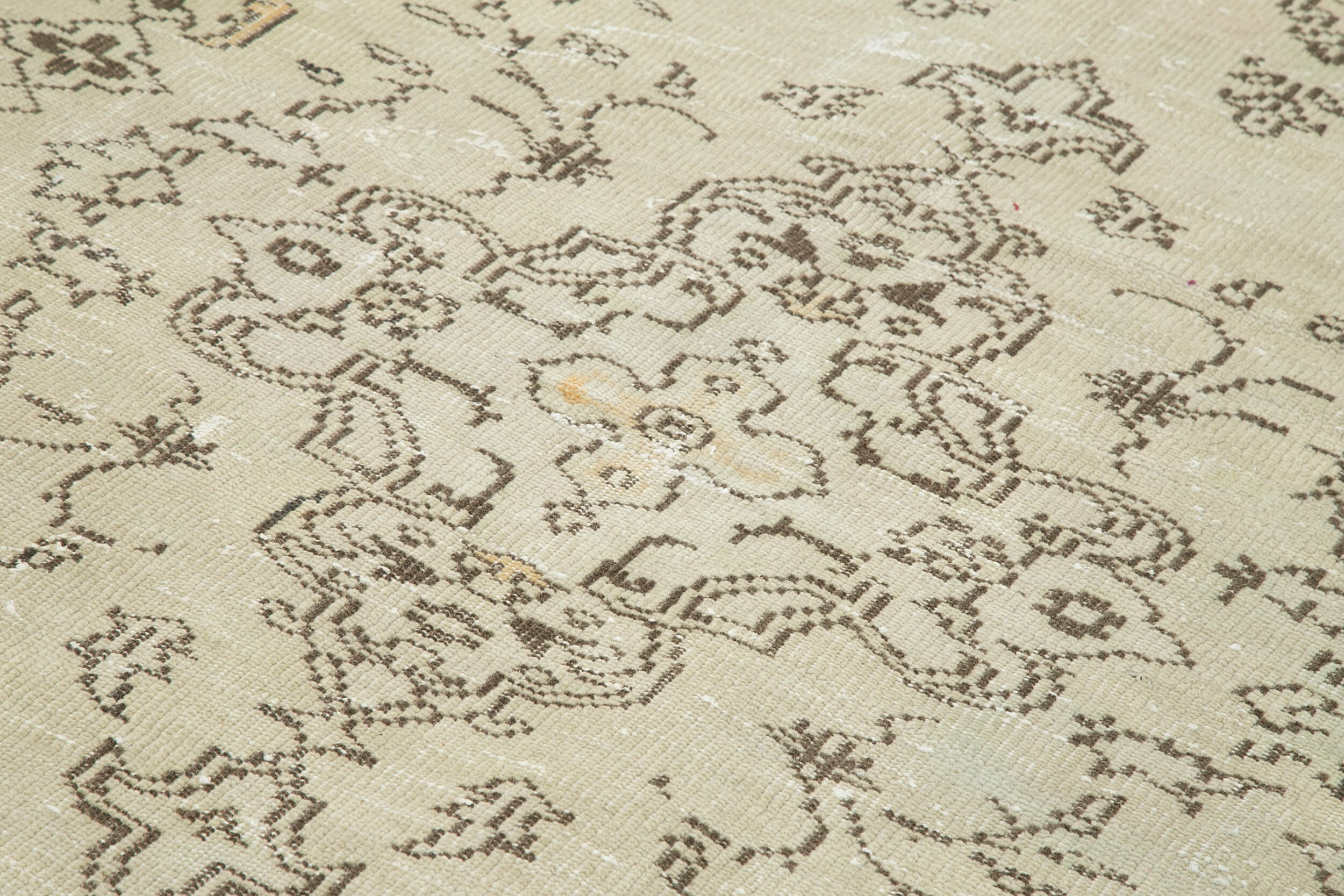 Handmade Wool Area Rug – Vintage Cotton Rug, Turkish Wool Rug, Beige Area Carpet 6'2''x9'5''