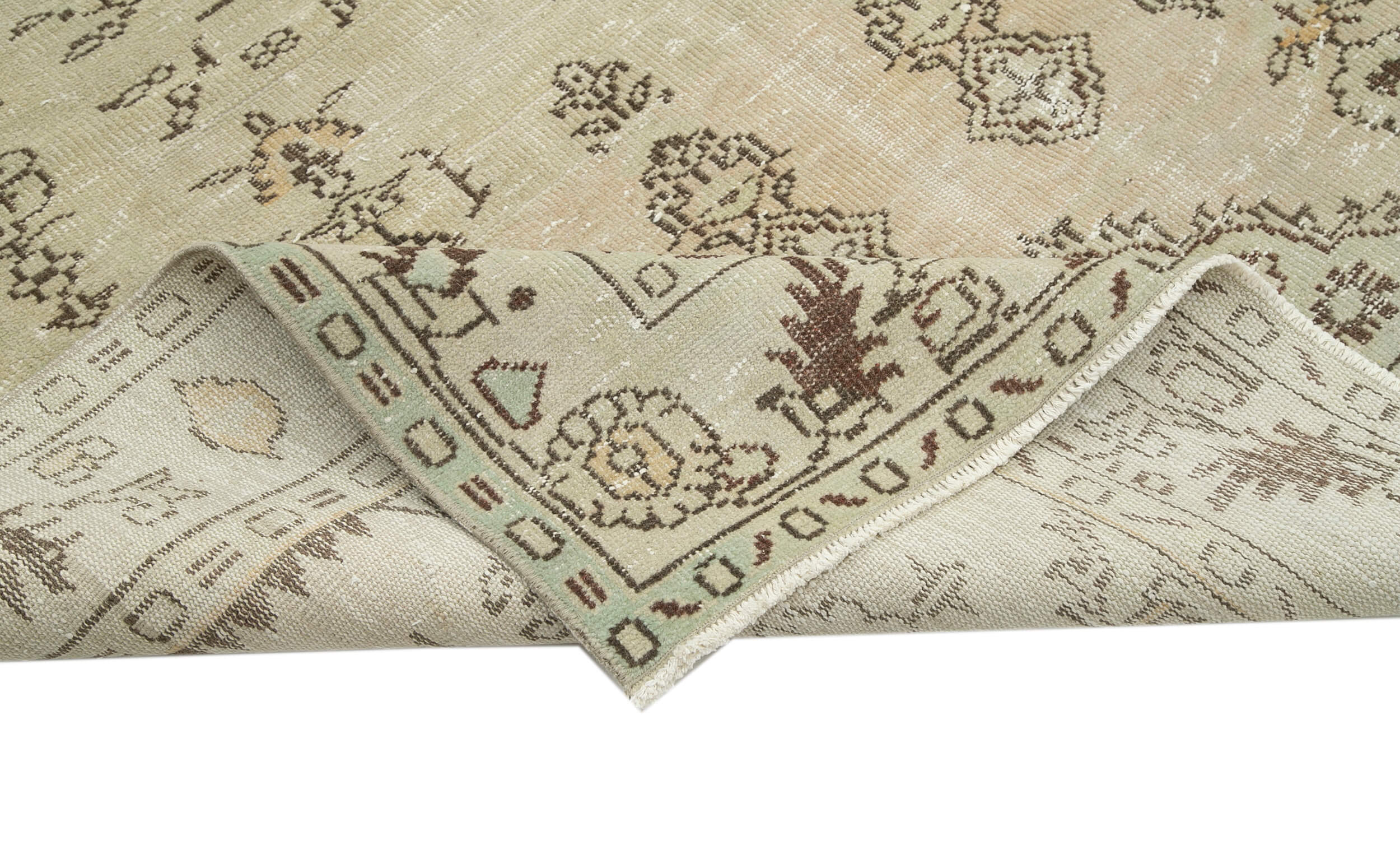 Handmade Wool Area Rug – Vintage Cotton Rug, Turkish Wool Rug, Beige Area Carpet 6'2''x9'5''