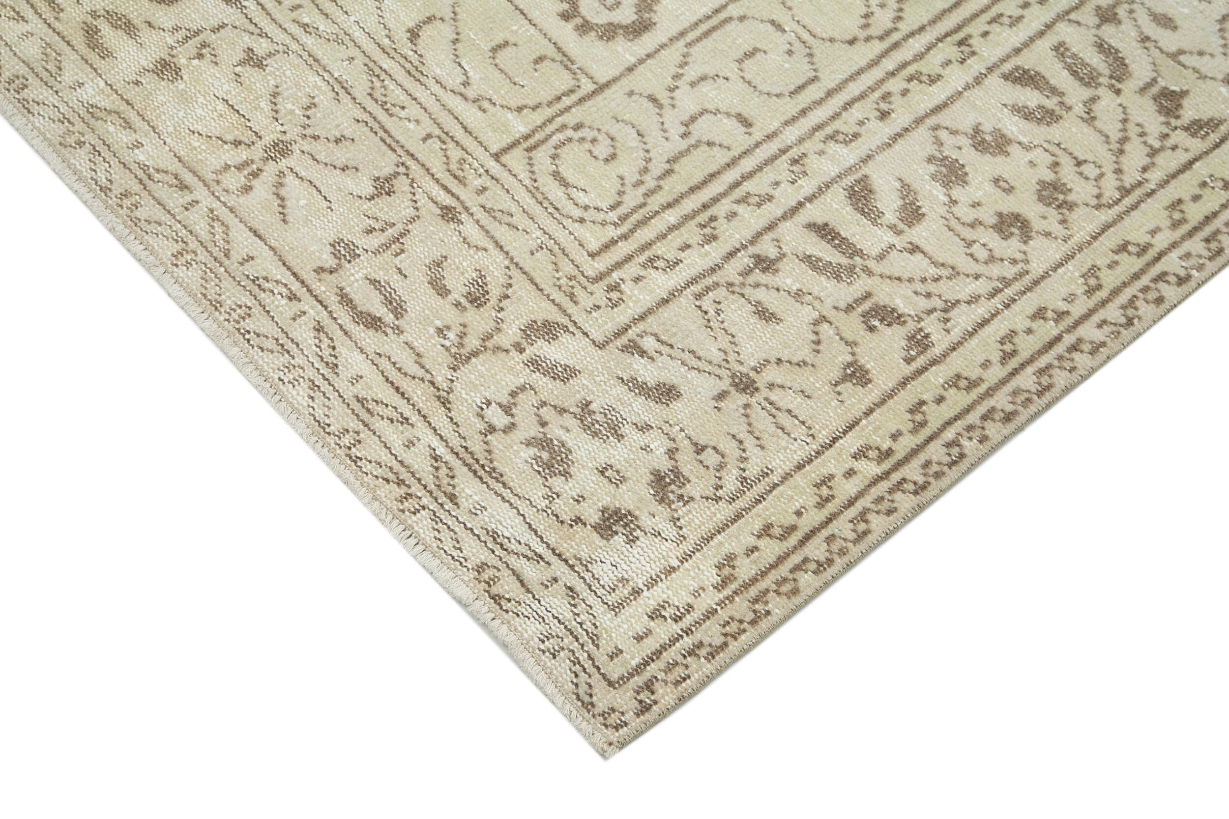 Handmade Wool Area Rug – Vintage Cotton Rug 6'3''x10'1'' Beige Classic Carpet