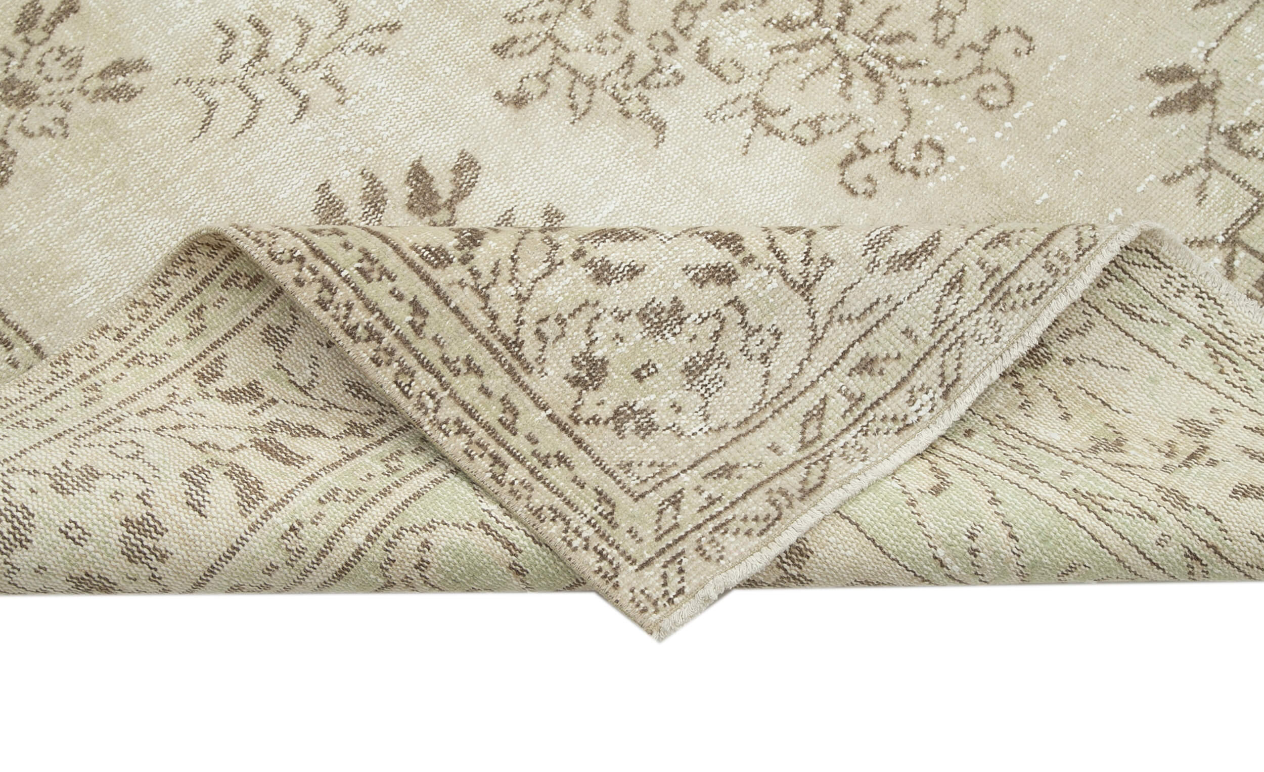 Handmade Wool Area Rug – Vintage Cotton Rug 6'3''x10'1'' Beige Classic Carpet