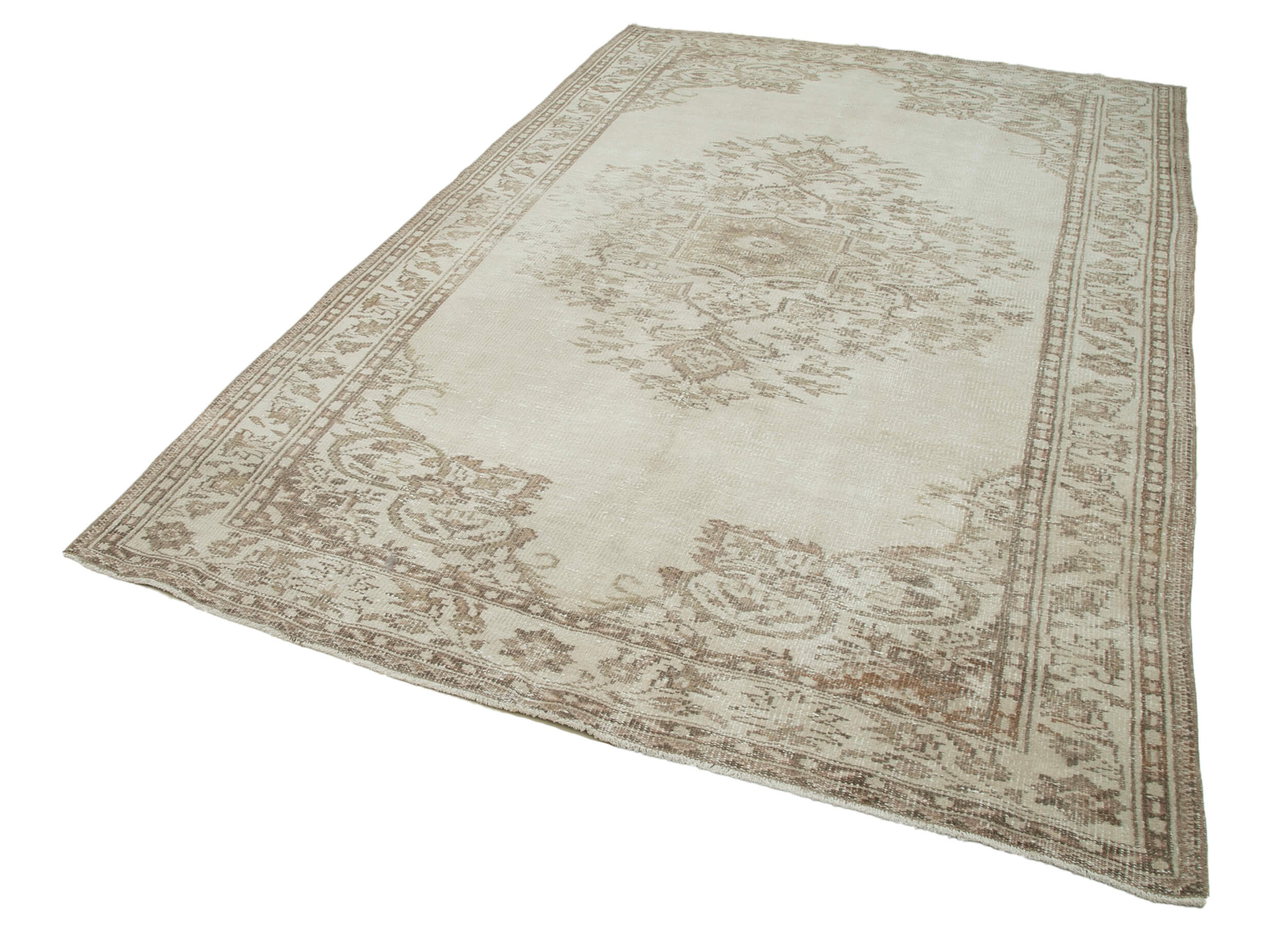 Handmade Wool Area Rug – Vintage Cotton Rug Beige Area Carpet 6'6''x10'3''