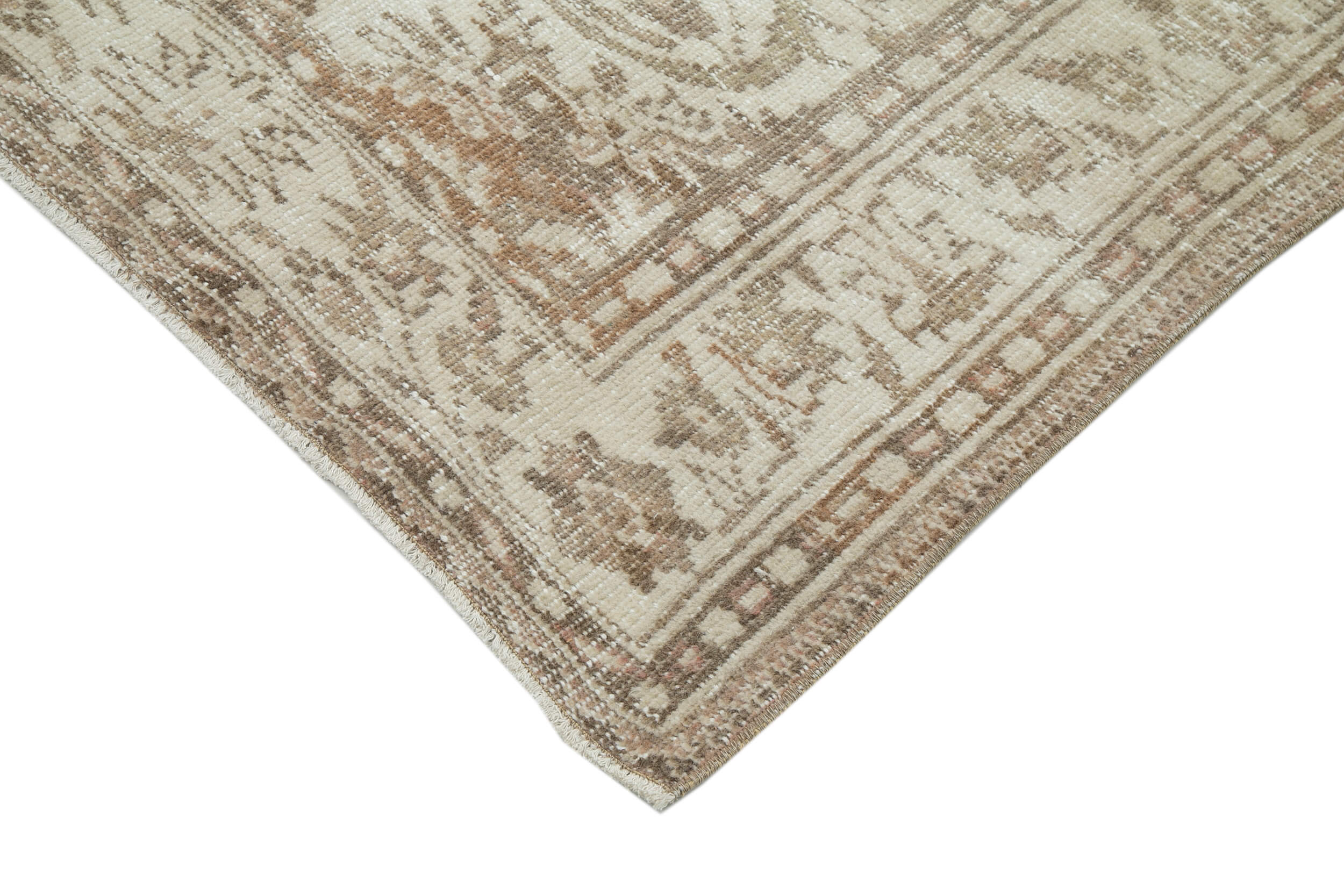 Handmade Wool Area Rug – Vintage Cotton Rug Beige Area Carpet 6'6''x10'3''
