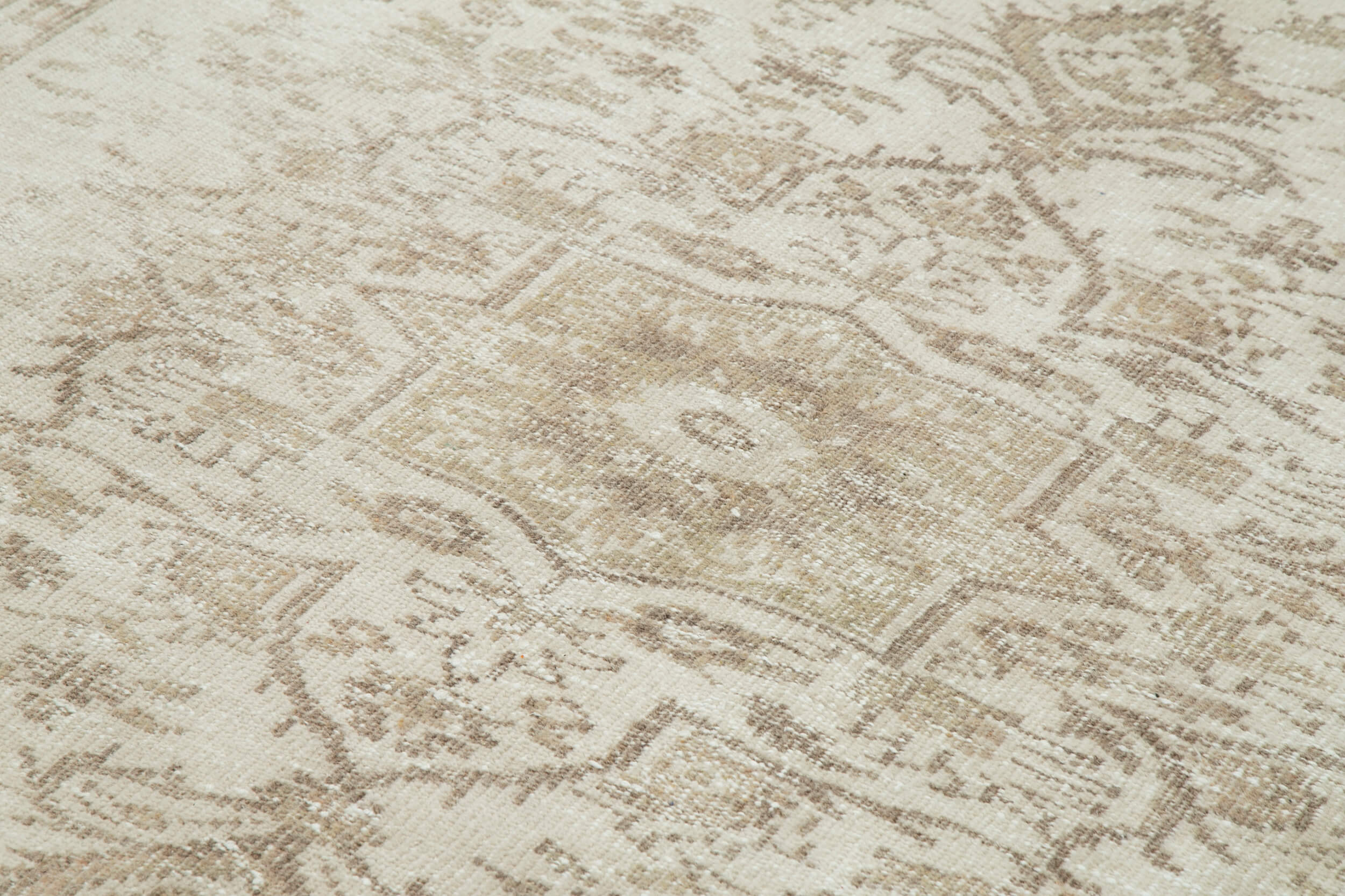 Handmade Wool Area Rug – Vintage Cotton Rug Beige Area Carpet 6'6''x10'3''