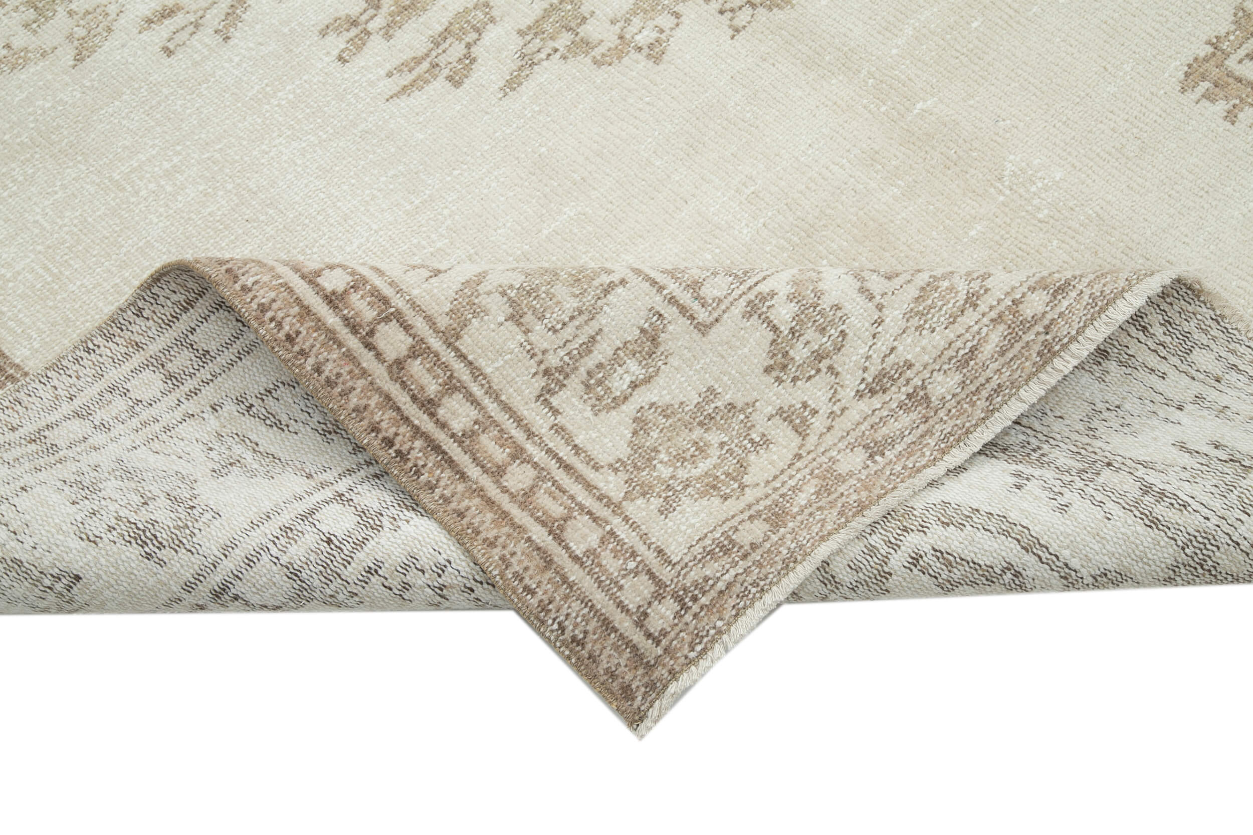 Handmade Wool Area Rug – Vintage Cotton Rug Beige Area Carpet 6'6''x10'3''