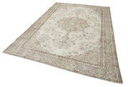 Handmade Wool Area Rug – Vintage Cotton Rug 6'6''x9'10'' Beige Classic Carpet