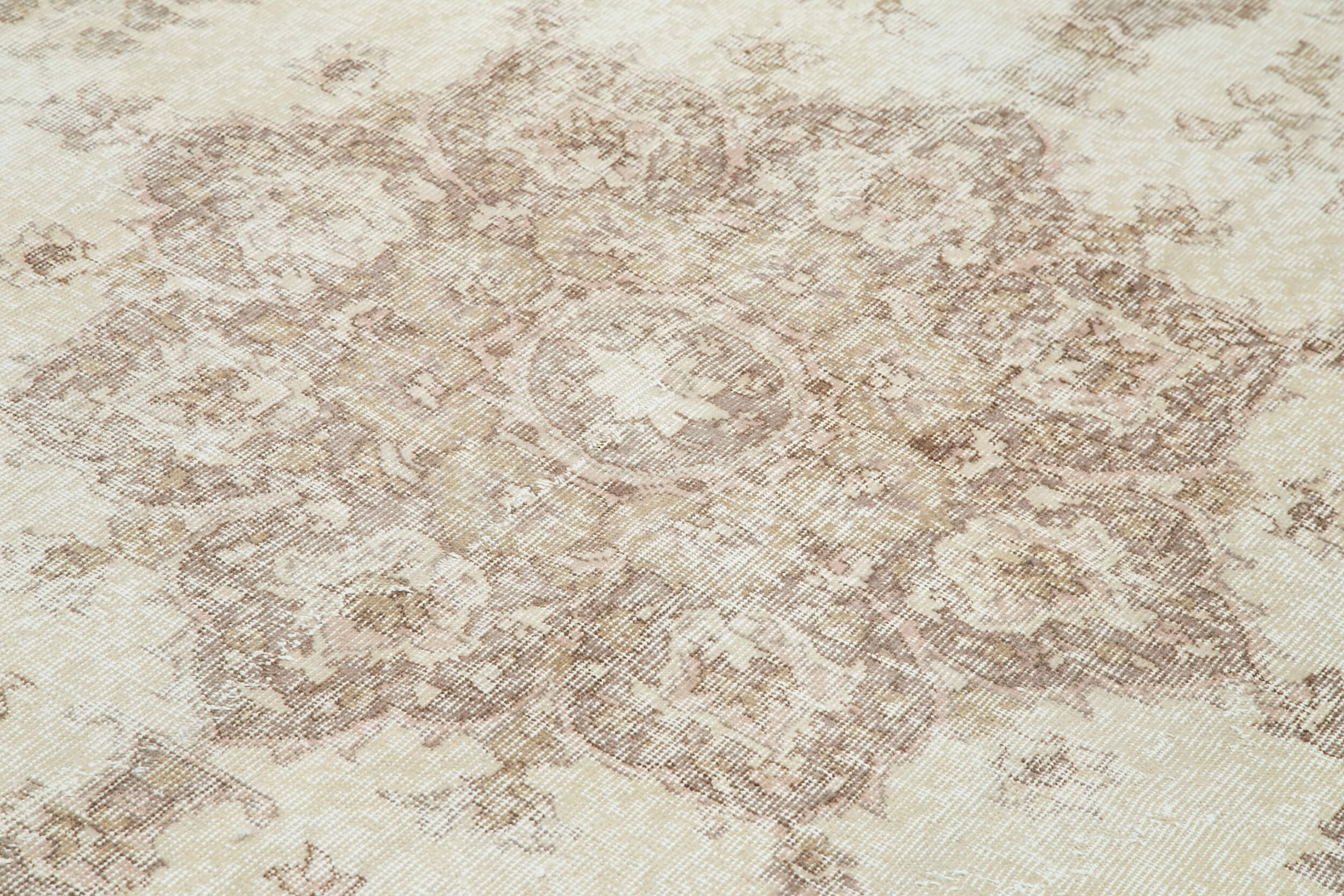 Handmade Wool Area Rug – Vintage Cotton Rug 6'6''x9'10'' Beige Classic Carpet