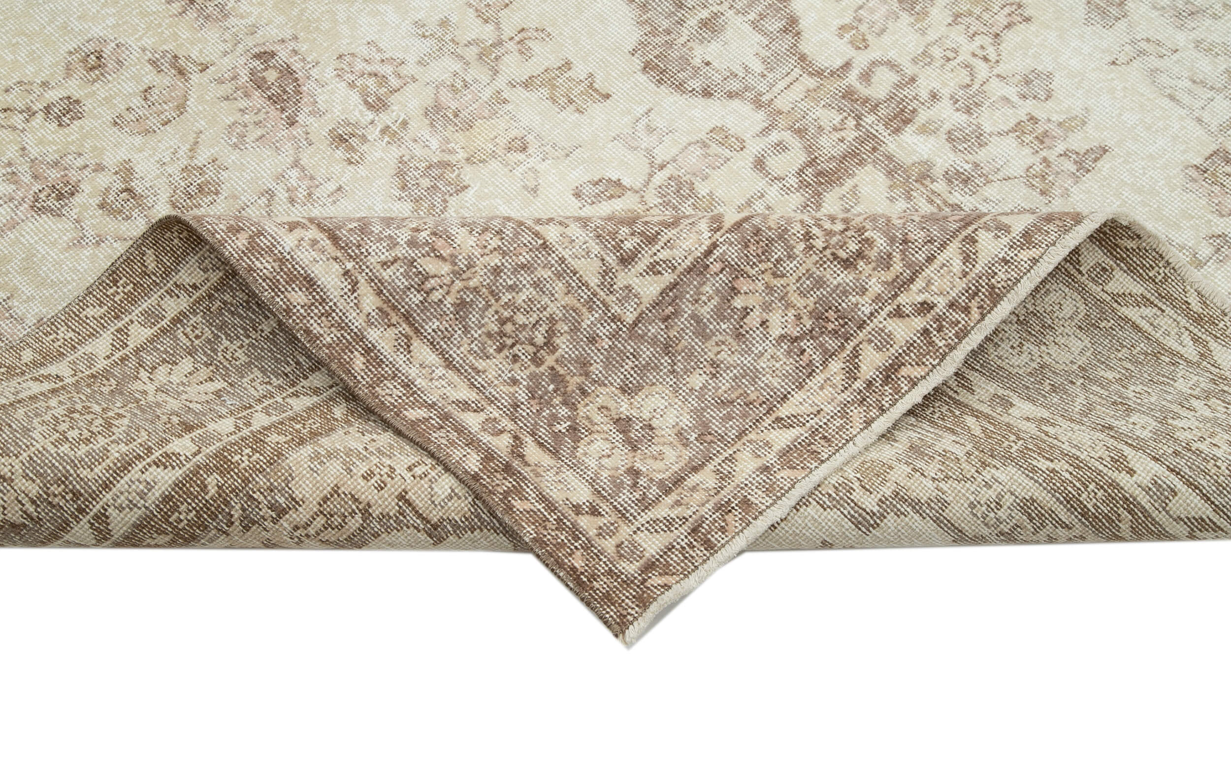 Handmade Wool Area Rug – Vintage Cotton Rug 6'6''x9'10'' Beige Classic Carpet