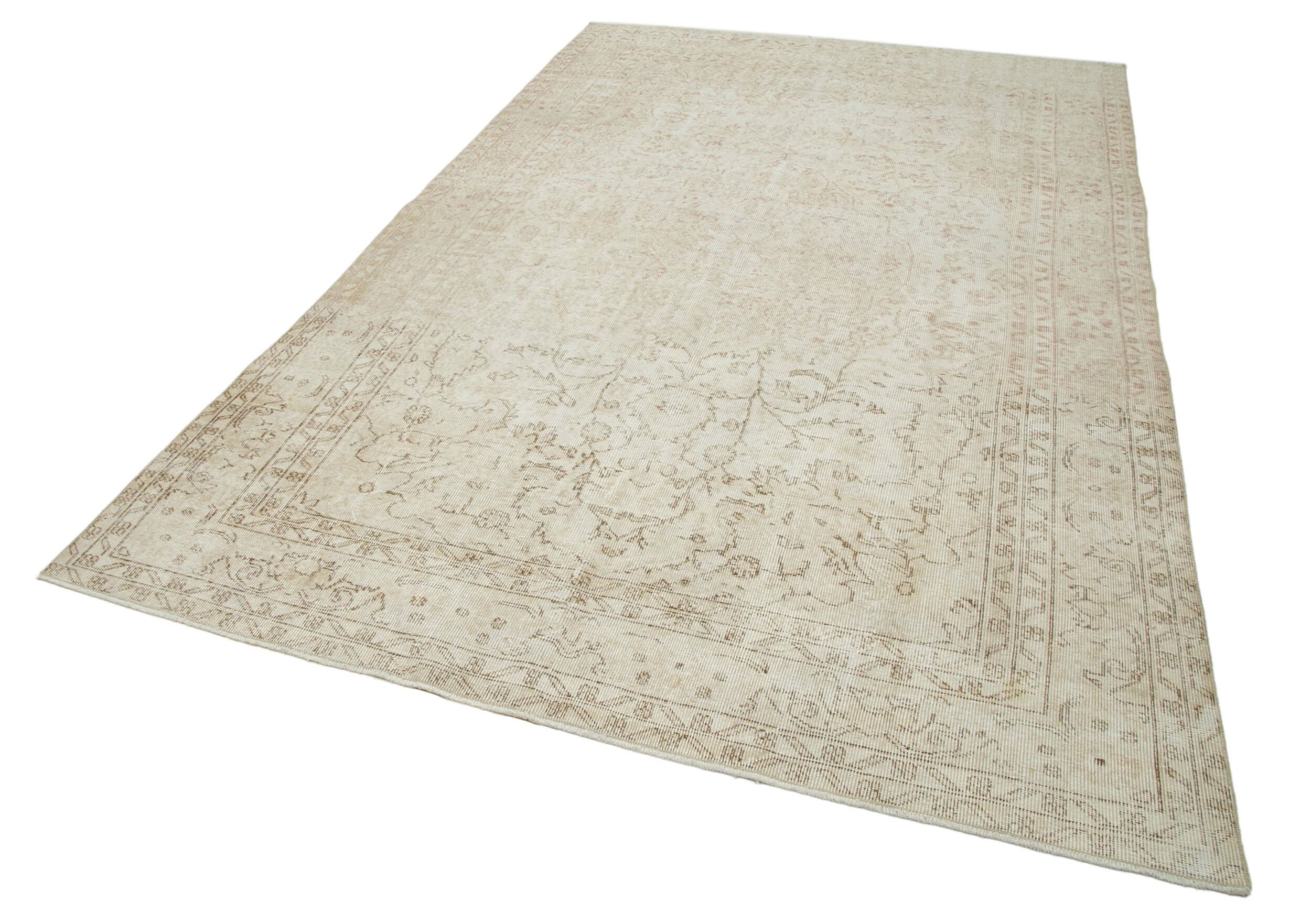 Handmade Wool Area Rug – Vintage Cotton Rug 6'4'' x 9'11'' | Neutral Beige Classic Carpet