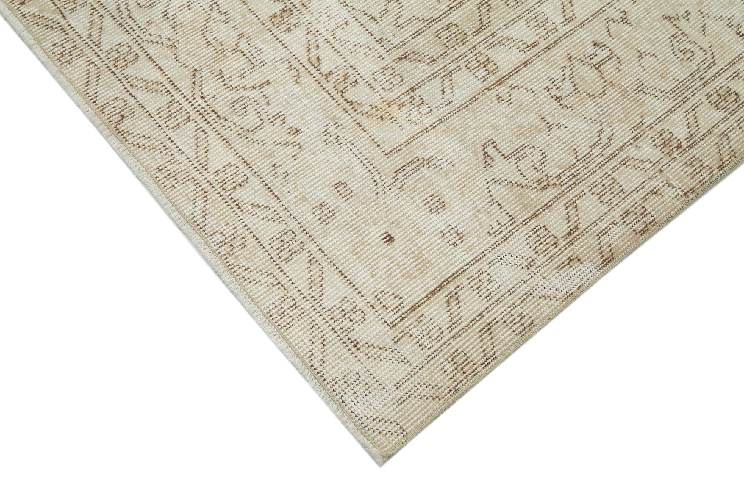 Handmade Wool Area Rug – Vintage Cotton Rug 6'4'' x 9'11'' | Neutral Beige Classic Carpet