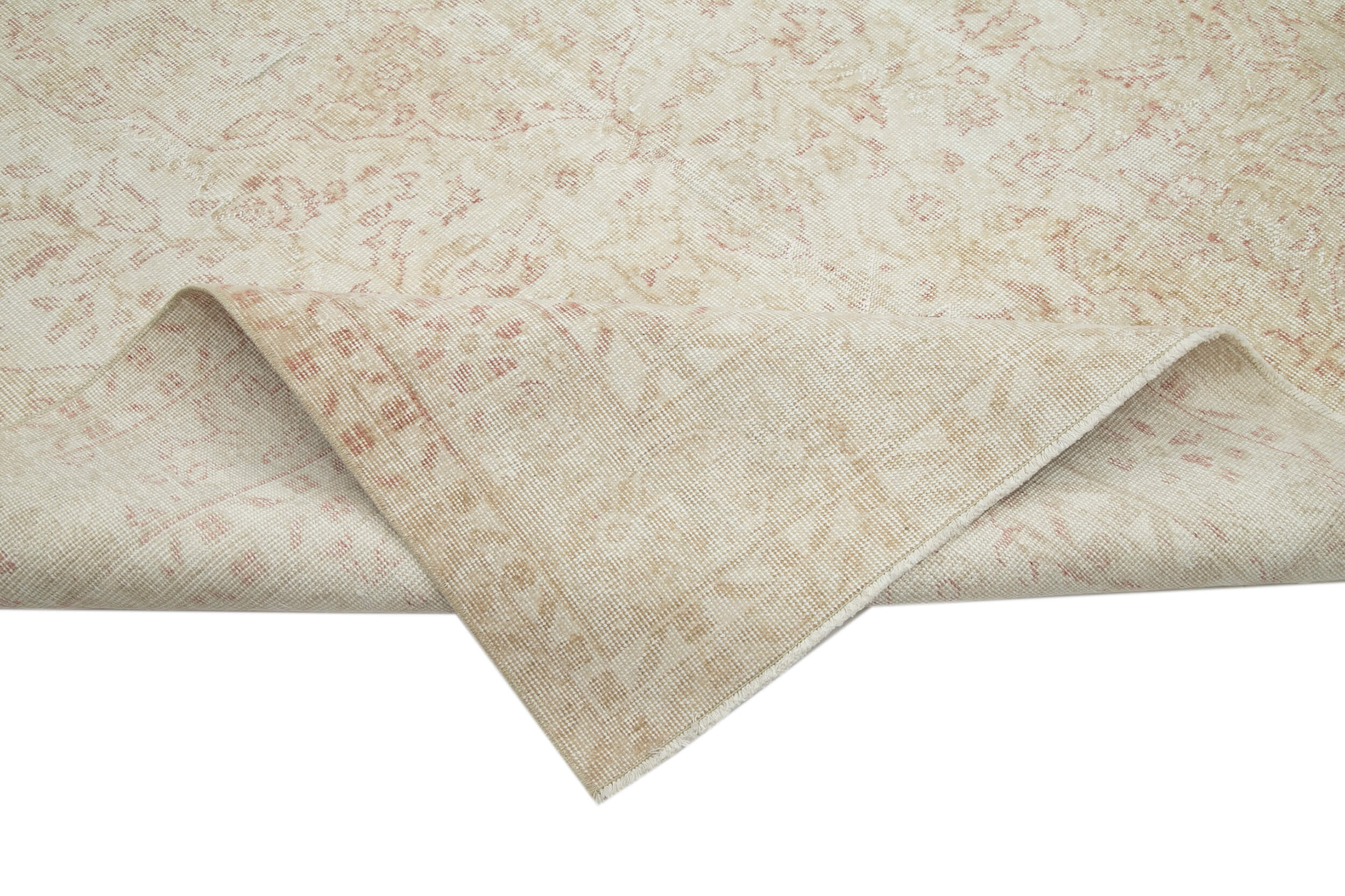 Handmade Wool Area Rug – Vintage Cotton Rug 6'4'' x 9'11'' | Neutral Beige Classic Carpet