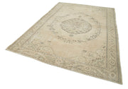 Handmade Wool Area Rug – Vintage Cotton Rug, Beige Area Carpet 6'6''x9'3''