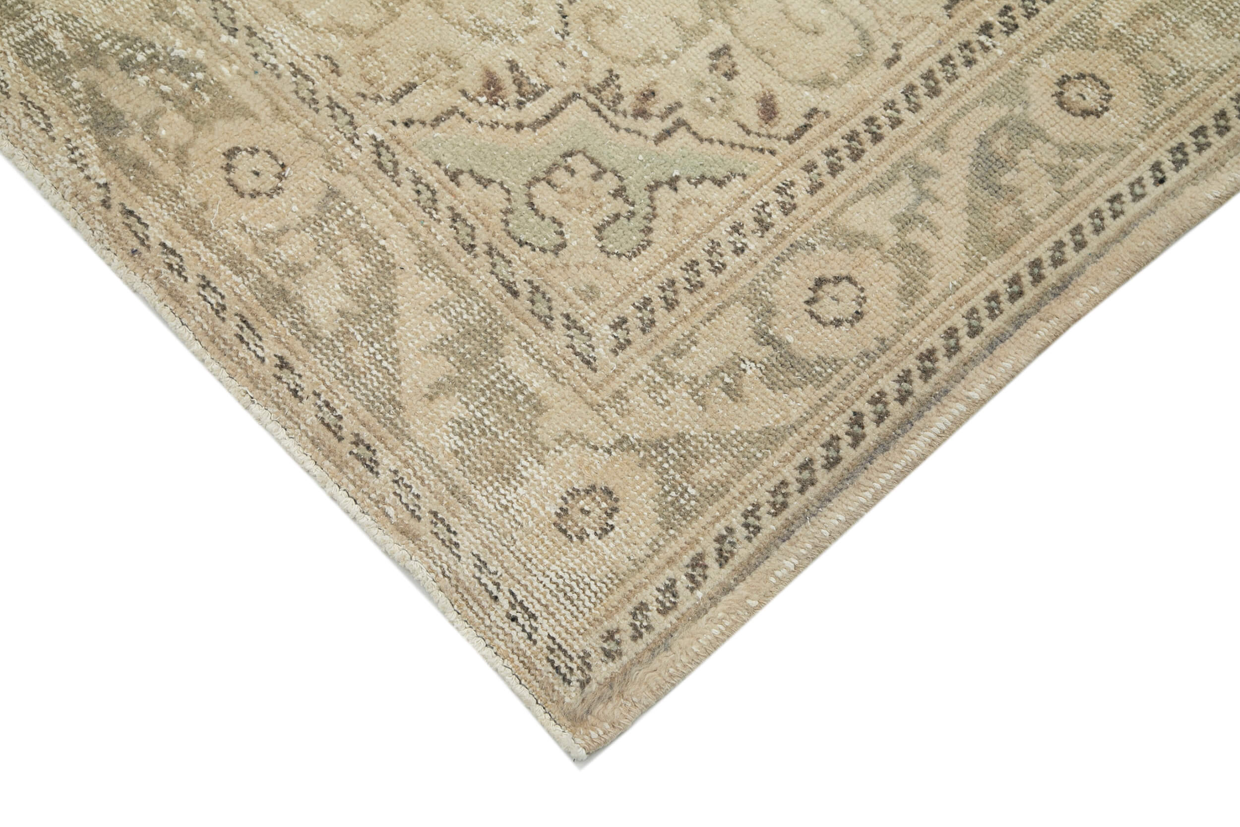 Handmade Wool Area Rug – Vintage Cotton Rug, Beige Area Carpet 6'6''x9'3''