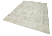 Handmade Wool Area Rug - Vintage Cotton Rug Beige Wool Carpet 6'9"x9'9"
