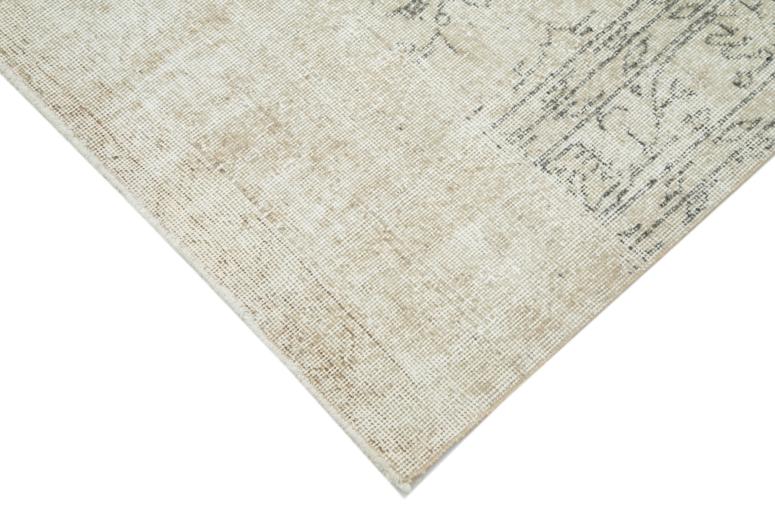 Handmade Wool Area Rug - Vintage Cotton Rug Beige Wool Carpet 6'9"x9'9"