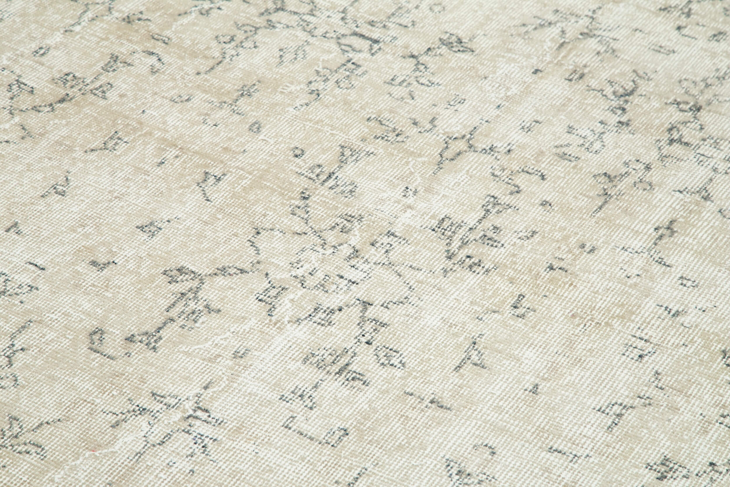 Handmade Wool Area Rug - Vintage Cotton Rug Beige Wool Carpet 6'9"x9'9"
