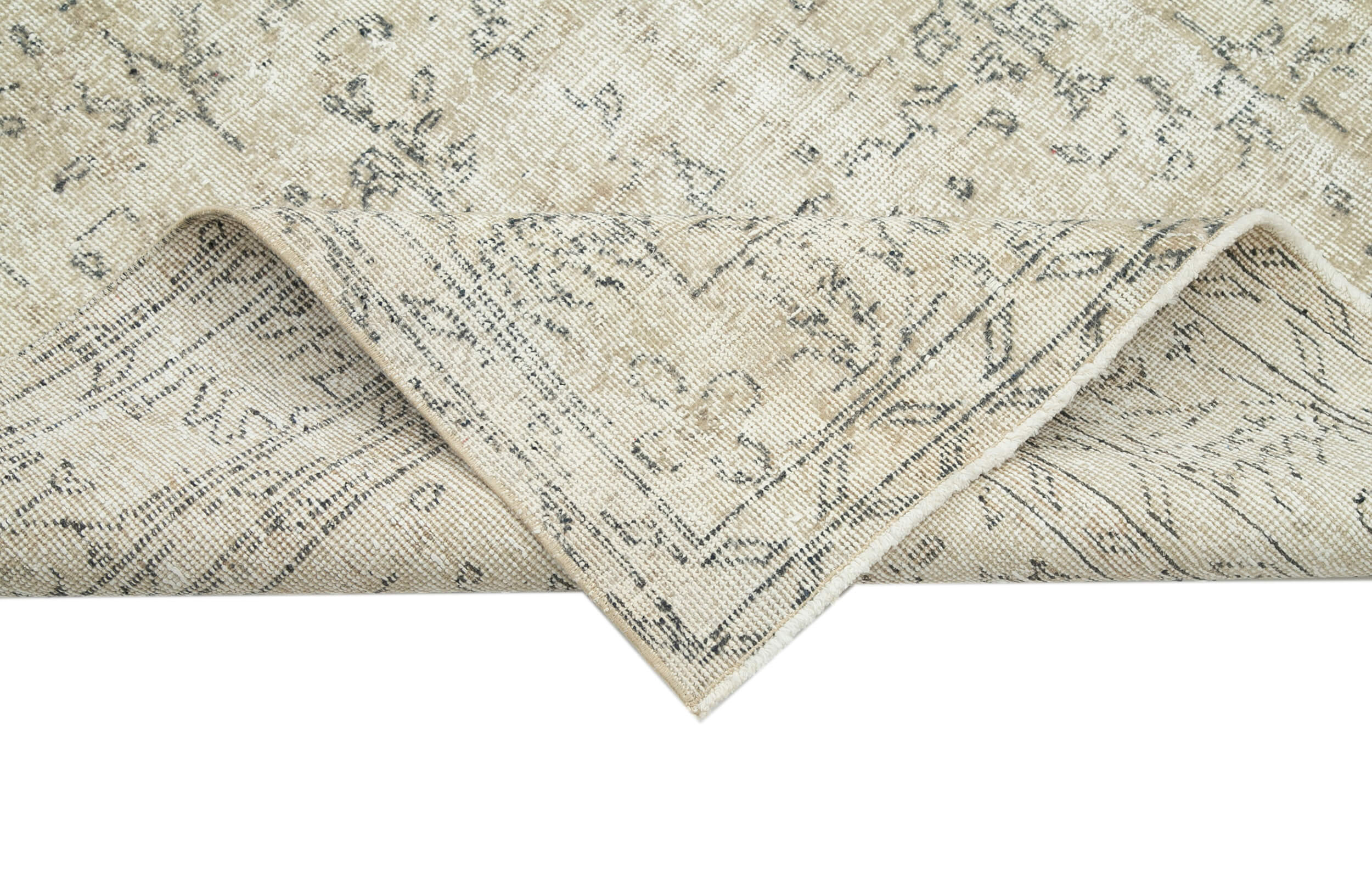 Handmade Wool Area Rug - Vintage Cotton Rug Beige Wool Carpet 6'9"x9'9"