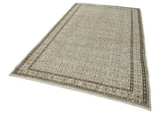 Handmade Wool Area Rug - Vintage Cotton Rug 6'1''x10'2'' Beige Neutral Color