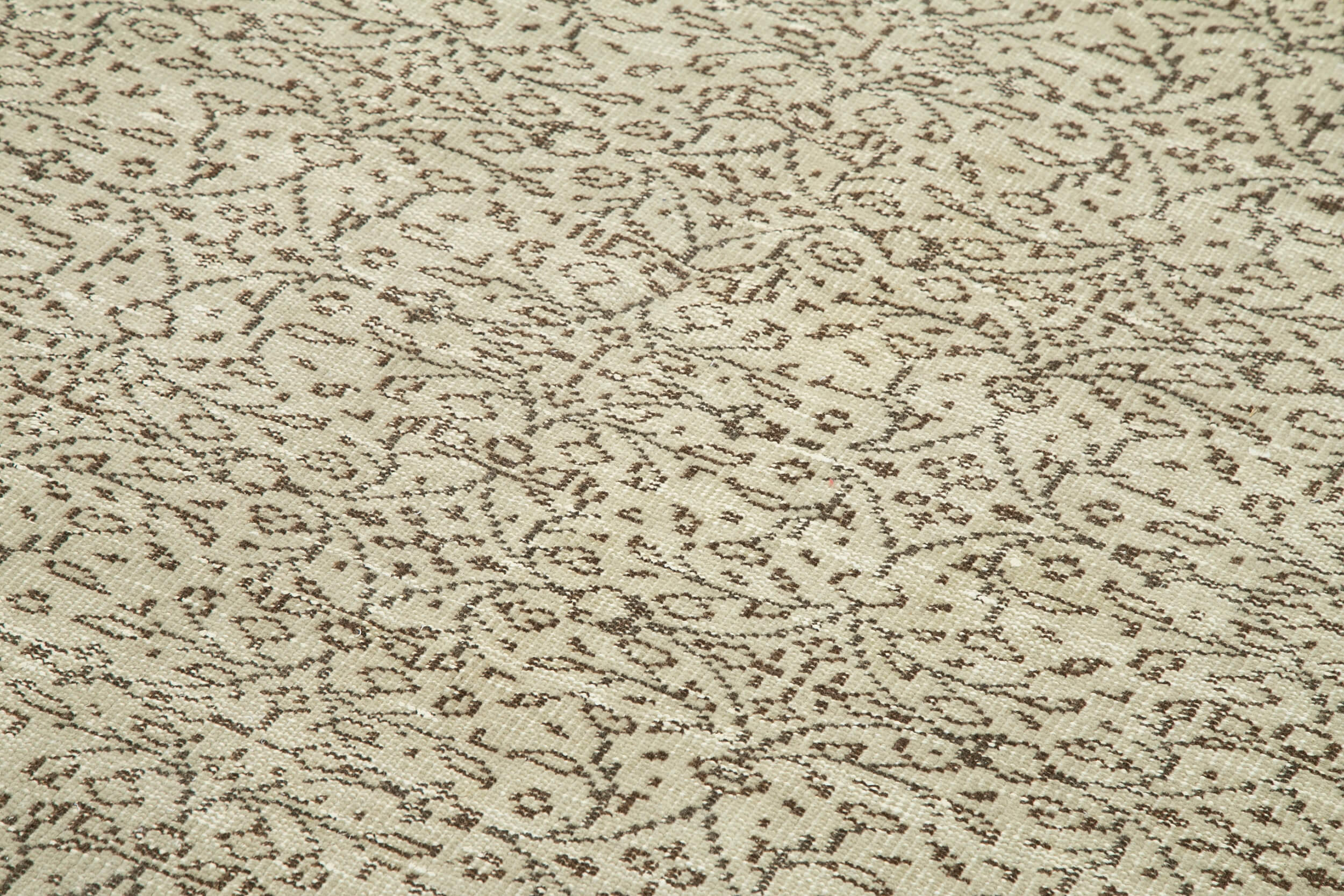 Handmade Wool Area Rug - Vintage Cotton Rug 6'1''x10'2'' Beige Neutral Color