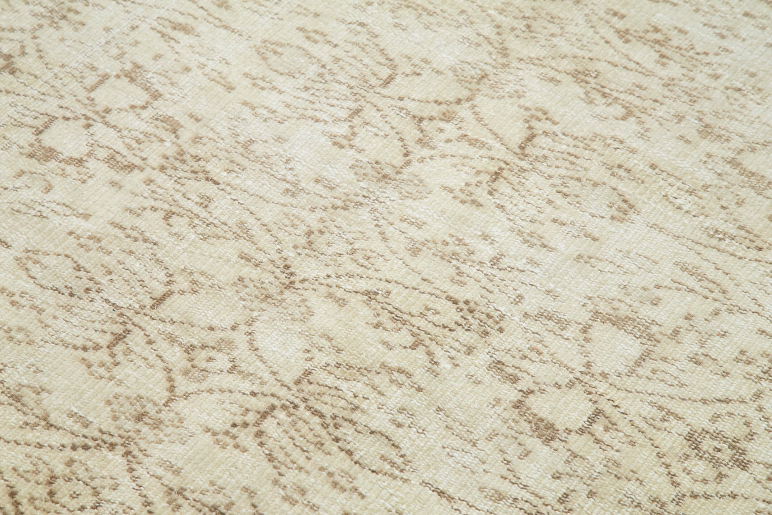 Handmade Wool Area Rug - Vintage Cotton Rug 5x9 Beige Hand Woven Carpet