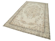 Handmade Wool Area Rug – Vintage Cotton Rug 5'9'' x 10'8'' Beige Durable Vintage Rug