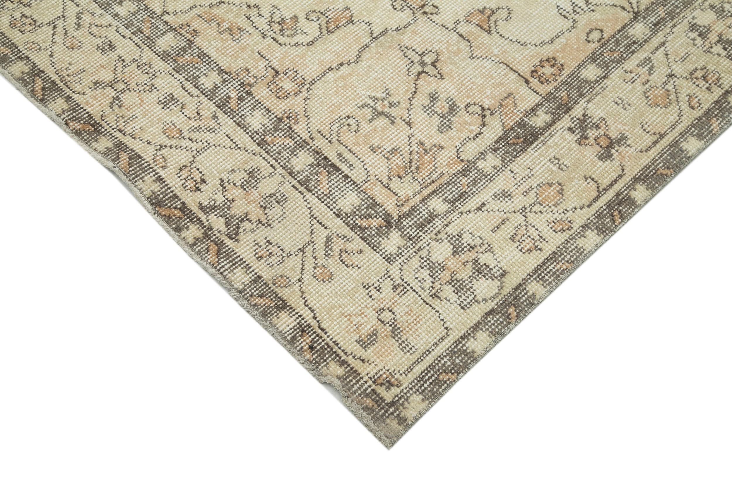 Handmade Wool Area Rug – Vintage Cotton Rug 5'9'' x 10'8'' Beige Durable Vintage Rug