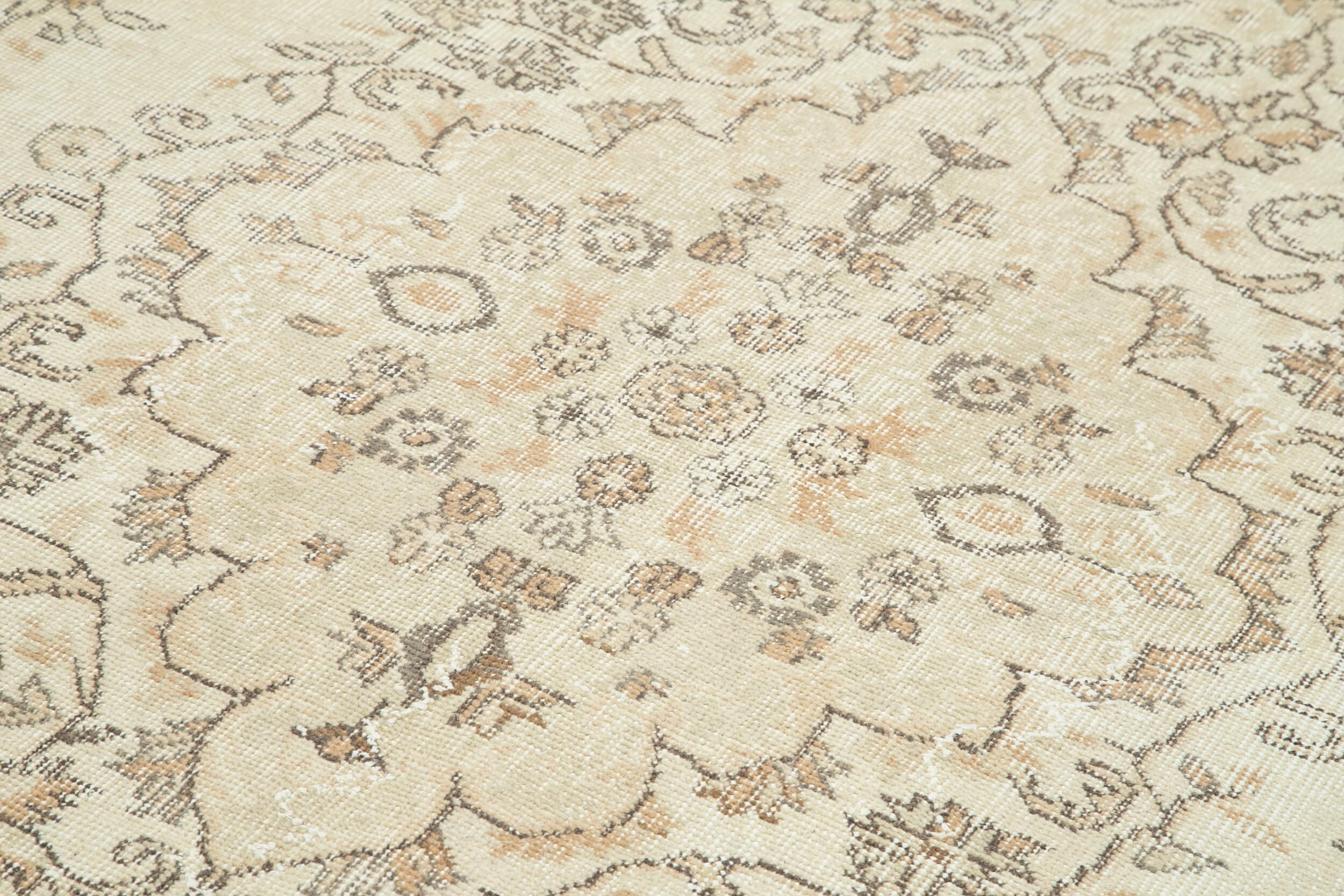 Handmade Wool Area Rug – Vintage Cotton Rug 5'9'' x 10'8'' Beige Durable Vintage Rug