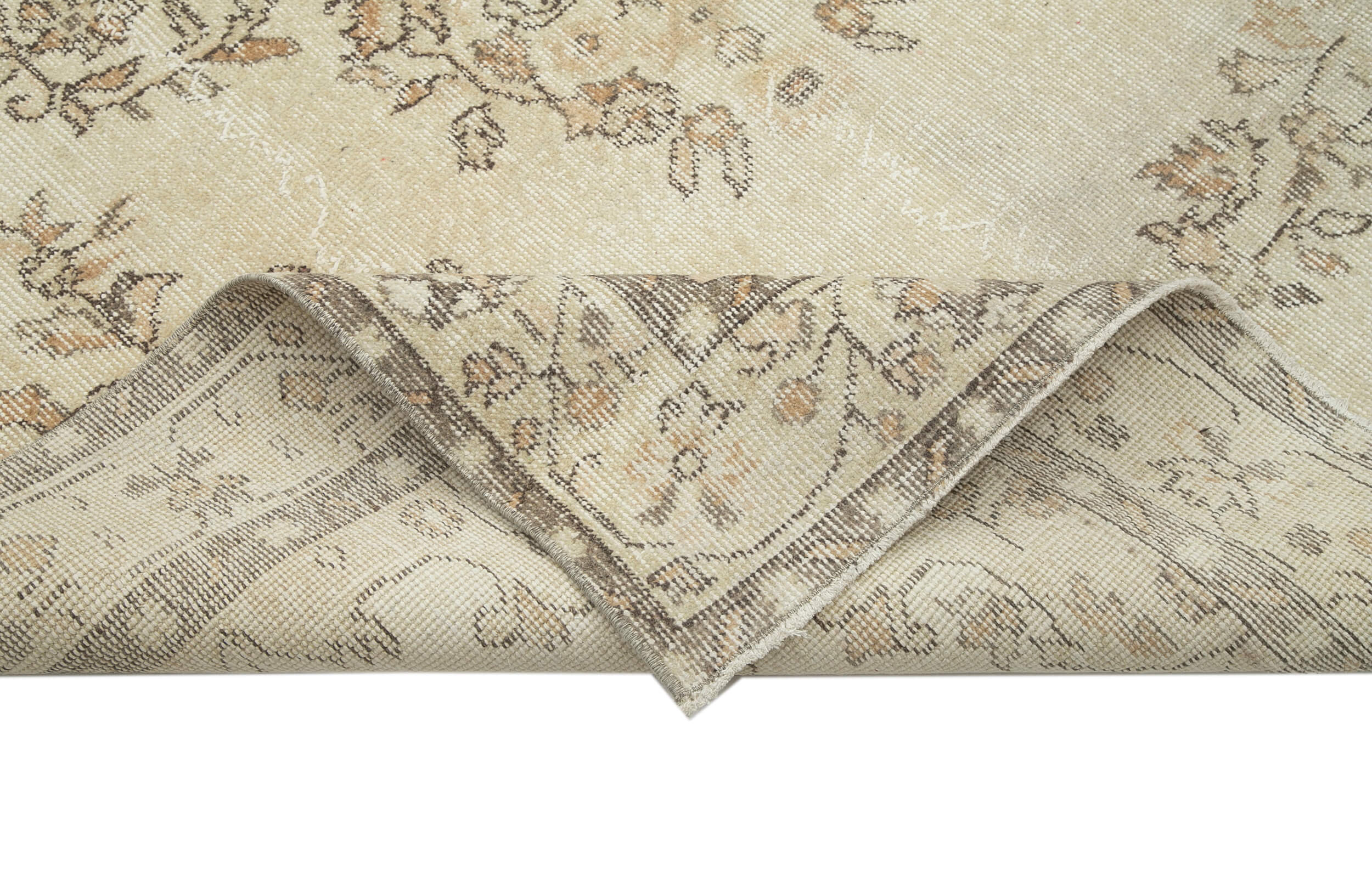 Handmade Wool Area Rug – Vintage Cotton Rug 5'9'' x 10'8'' Beige Durable Vintage Rug