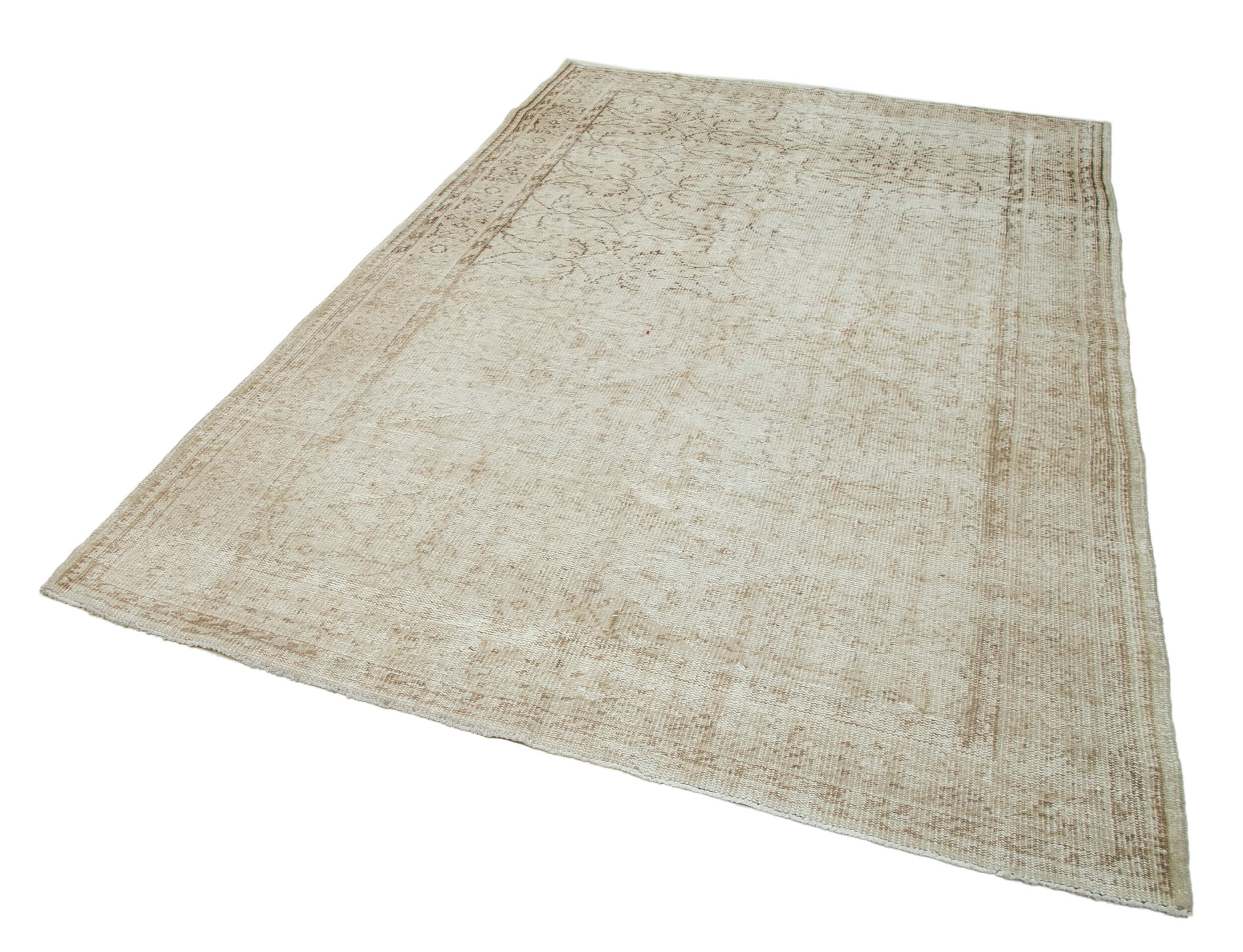 Handmade Wool Area Rug - Vintage Cotton Rug 5'11''x9'3'' Beige Wool Carpet