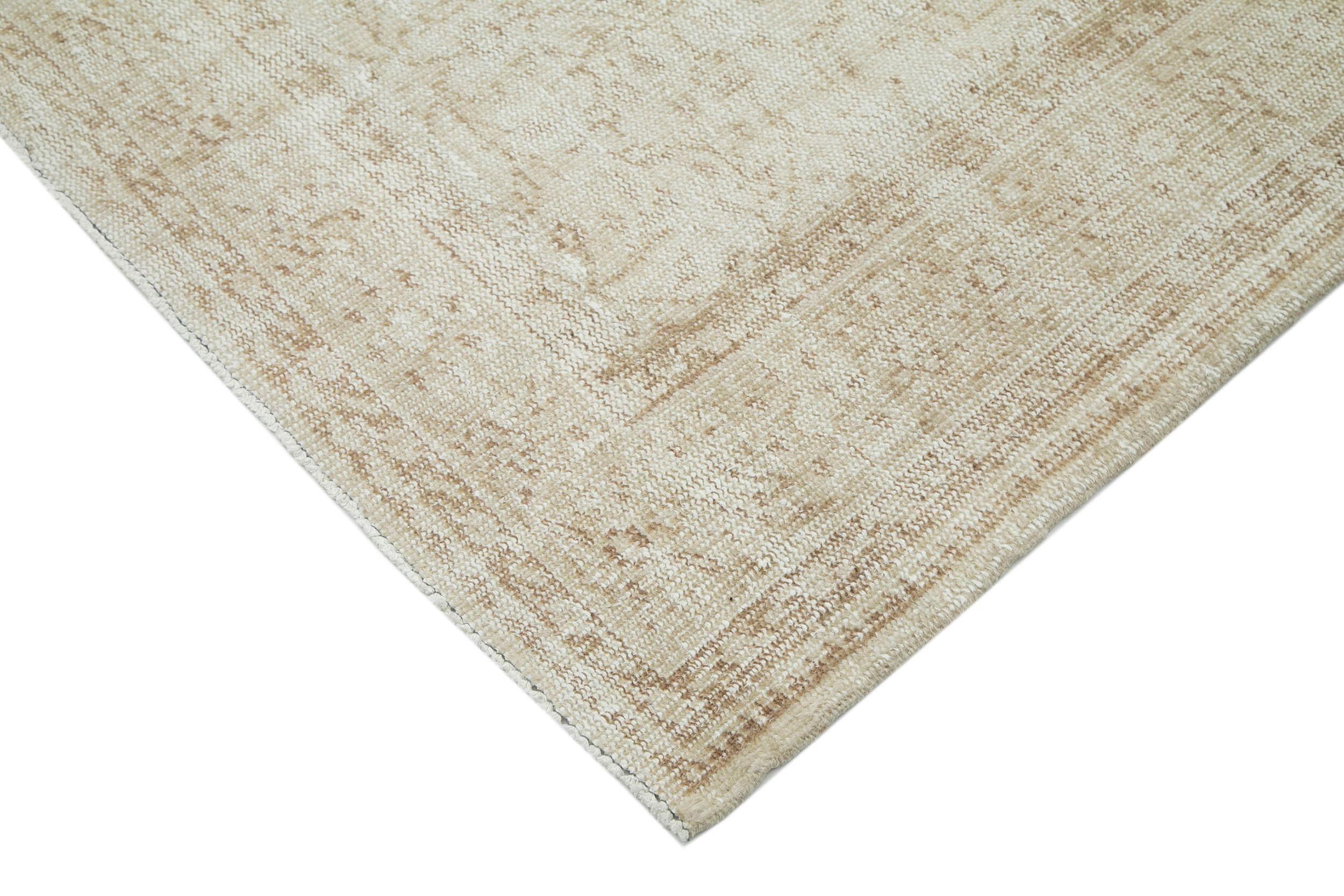Handmade Wool Area Rug - Vintage Cotton Rug 5'11''x9'3'' Beige Wool Carpet