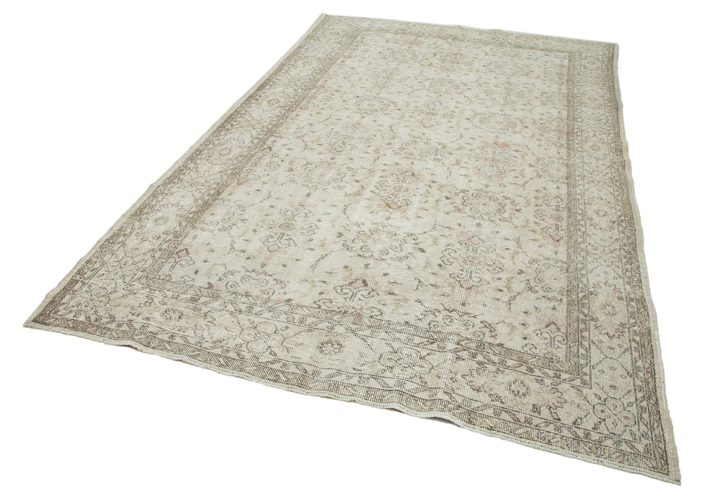 Handmade Wool Area Rug – Vintage Cotton Rug Beige 6'5''x10'5'' Durable Turkish Wool Carpet