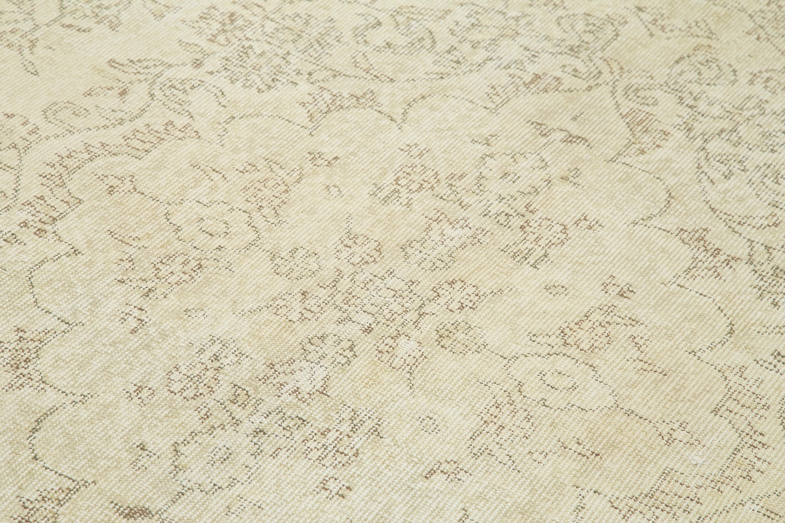 Handmade Vintage Area Rug – Neutral Beige Cotton Wool Blend Carpet 6'x9'10''