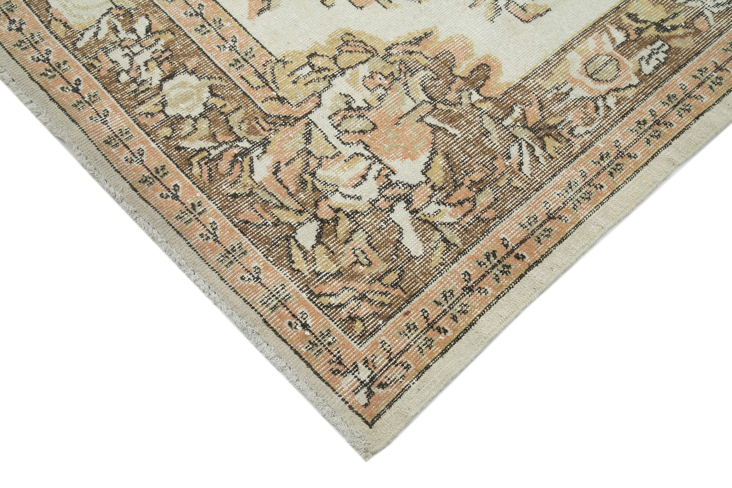 Handmade Wool Area Rug – Vintage Cotton Rug Beige Area Carpet 6'3''x10'0''